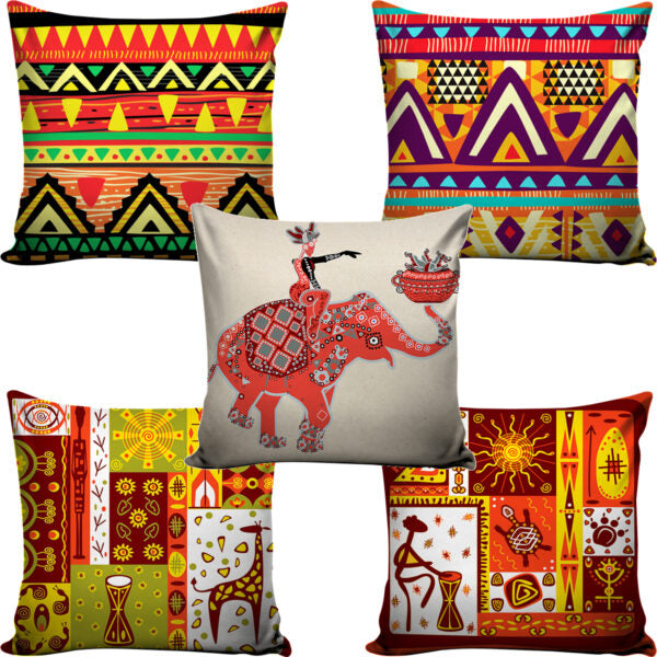 Set of 5 Jute Throw Pillow/Cushion Covers – Multi