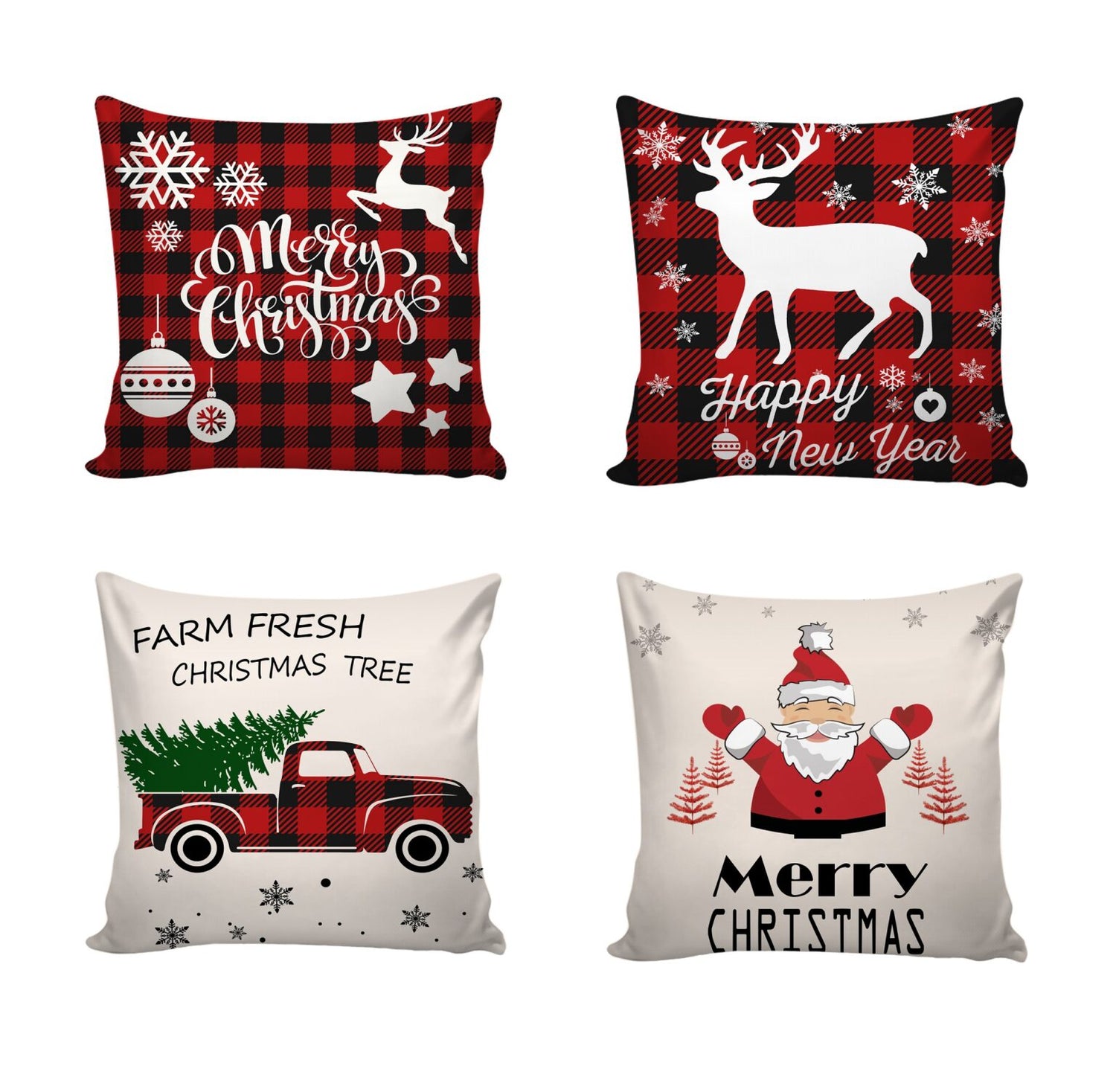 Set of 4 Christmas Designer Decorative Throw Pillow/Cushion Covers