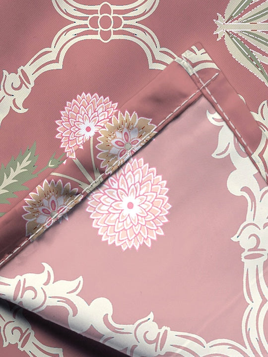 Premium Dark Pink Floral Glace Cotton 300 TC King Bedsheet With 2 Pillow Covers