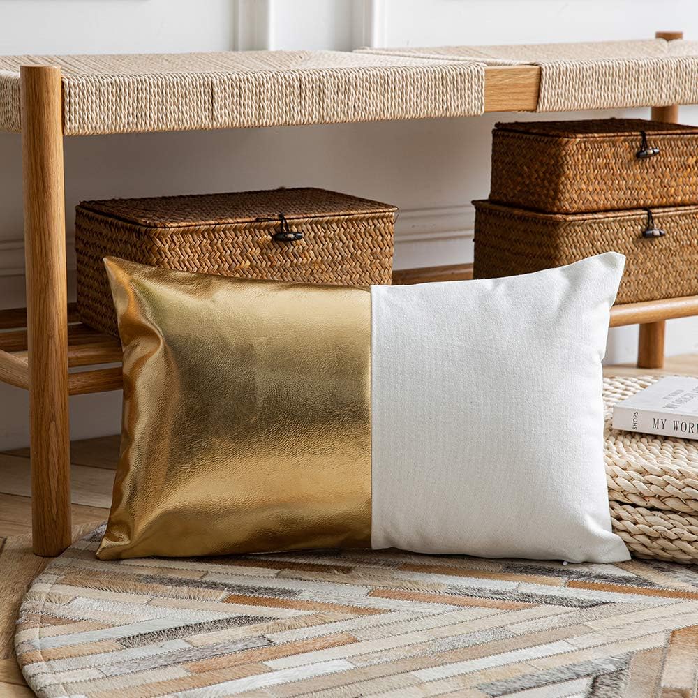 Set of 2 Solid Faux Leather Throw/Pillow Cushion Covers