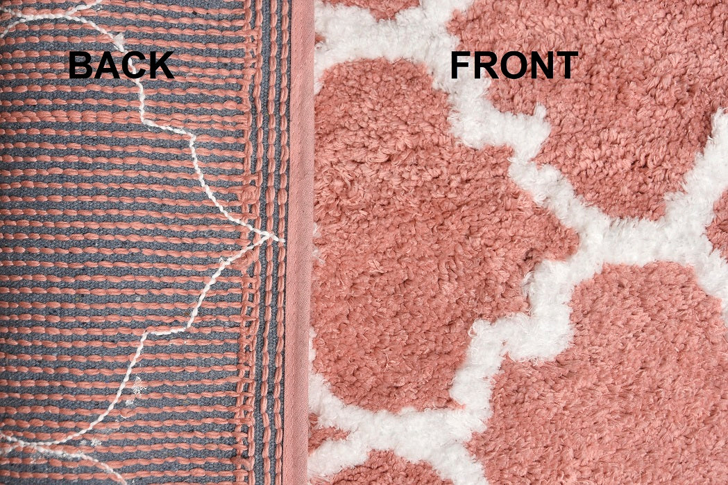 Soft Microfiber Abstract Moroccan Designer Anti Slip Runner, Peach