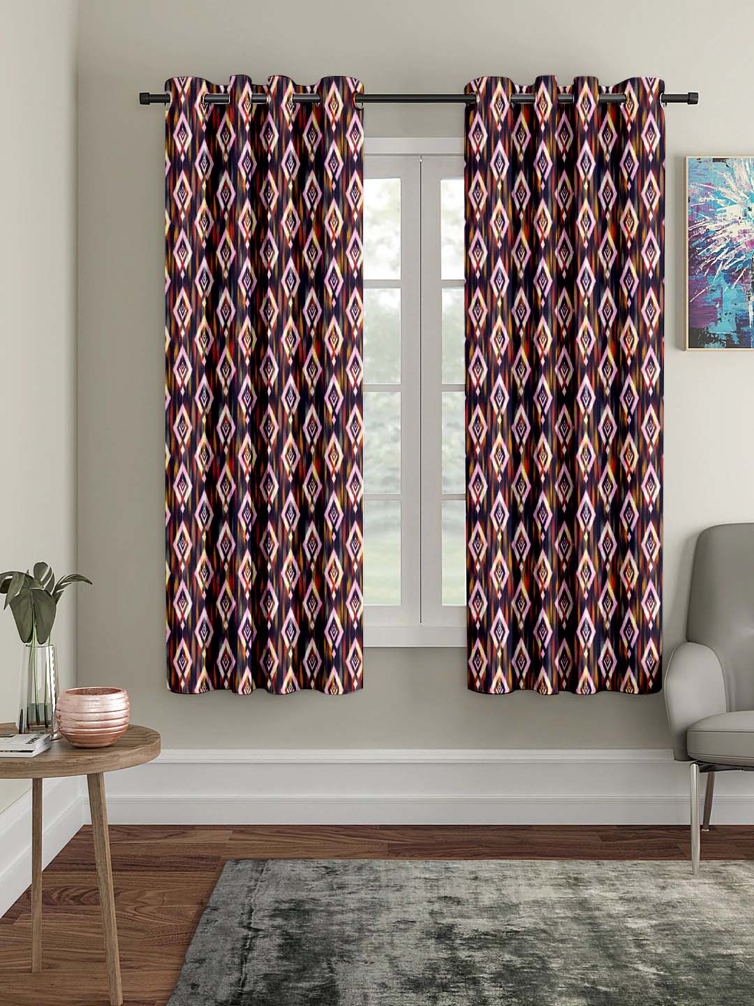 Polyester Digital Printed Grommet Room Darkening Curtains