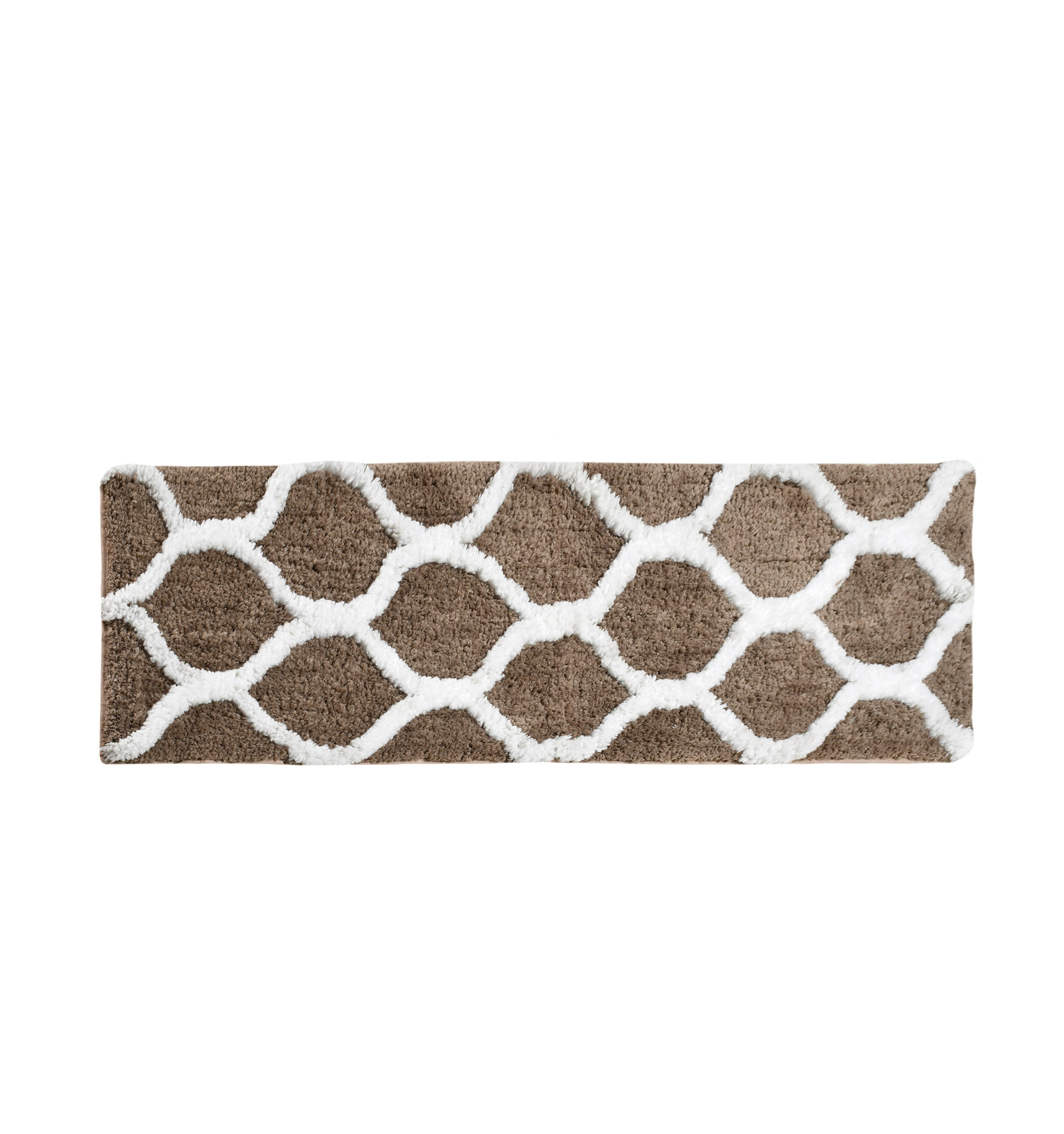 Soft Microfiber Abstract Swish Designer Anti Slip Runner, Coffee