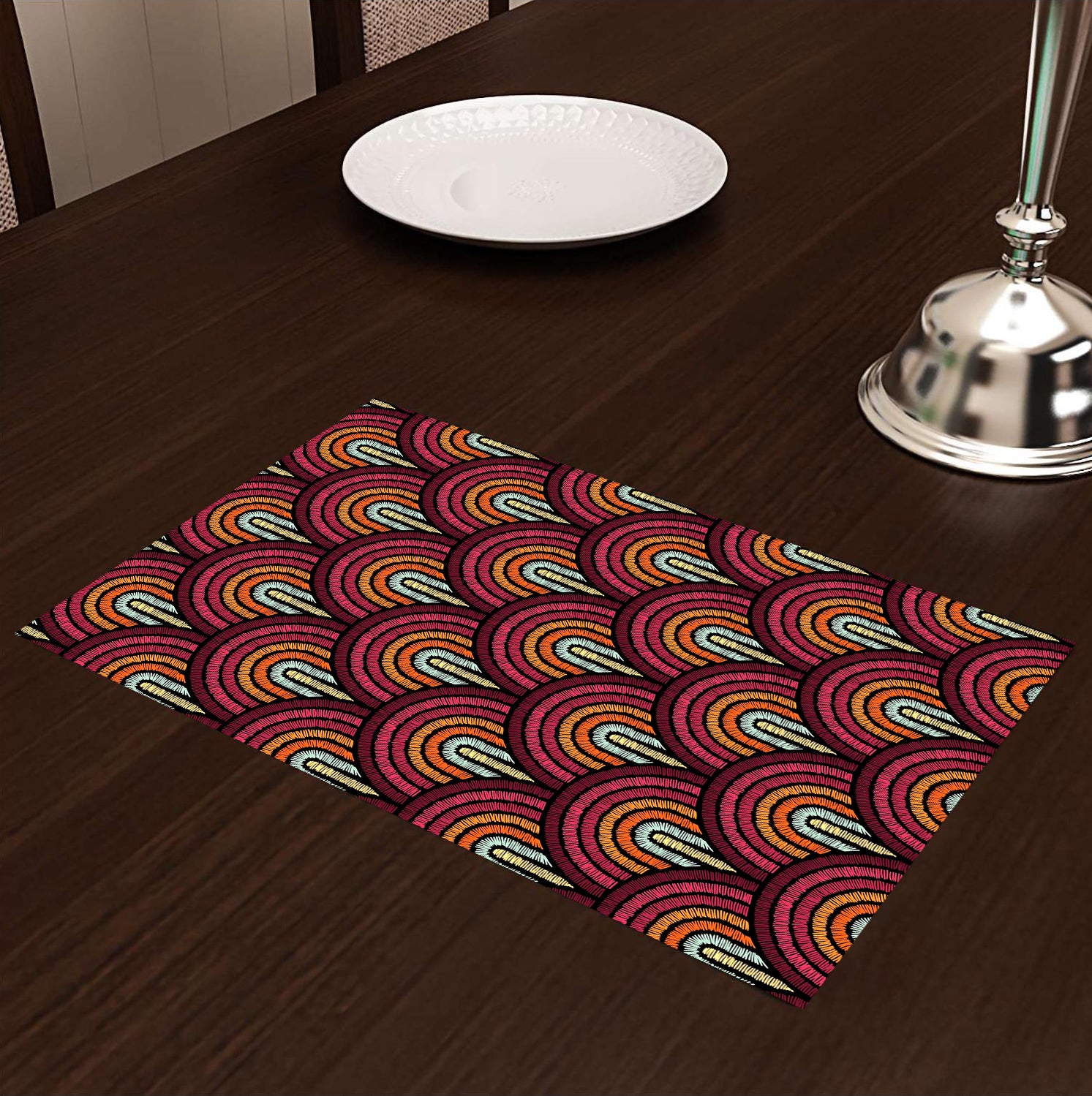 Maroon Abstract HD Printed 4 Pcs Table Place Mat