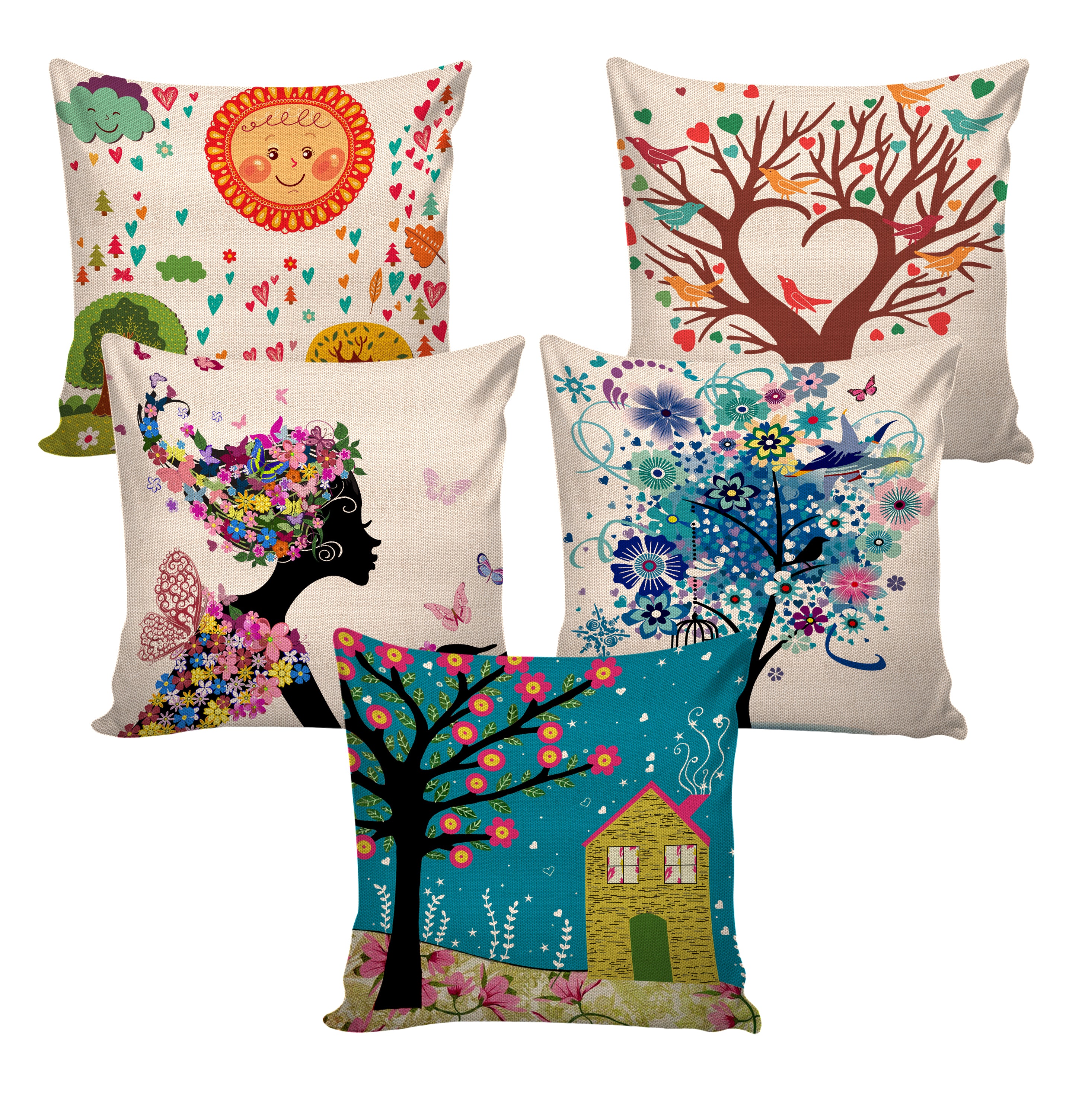 Set of 2 Jute Throw Pillow/Cushion Covers