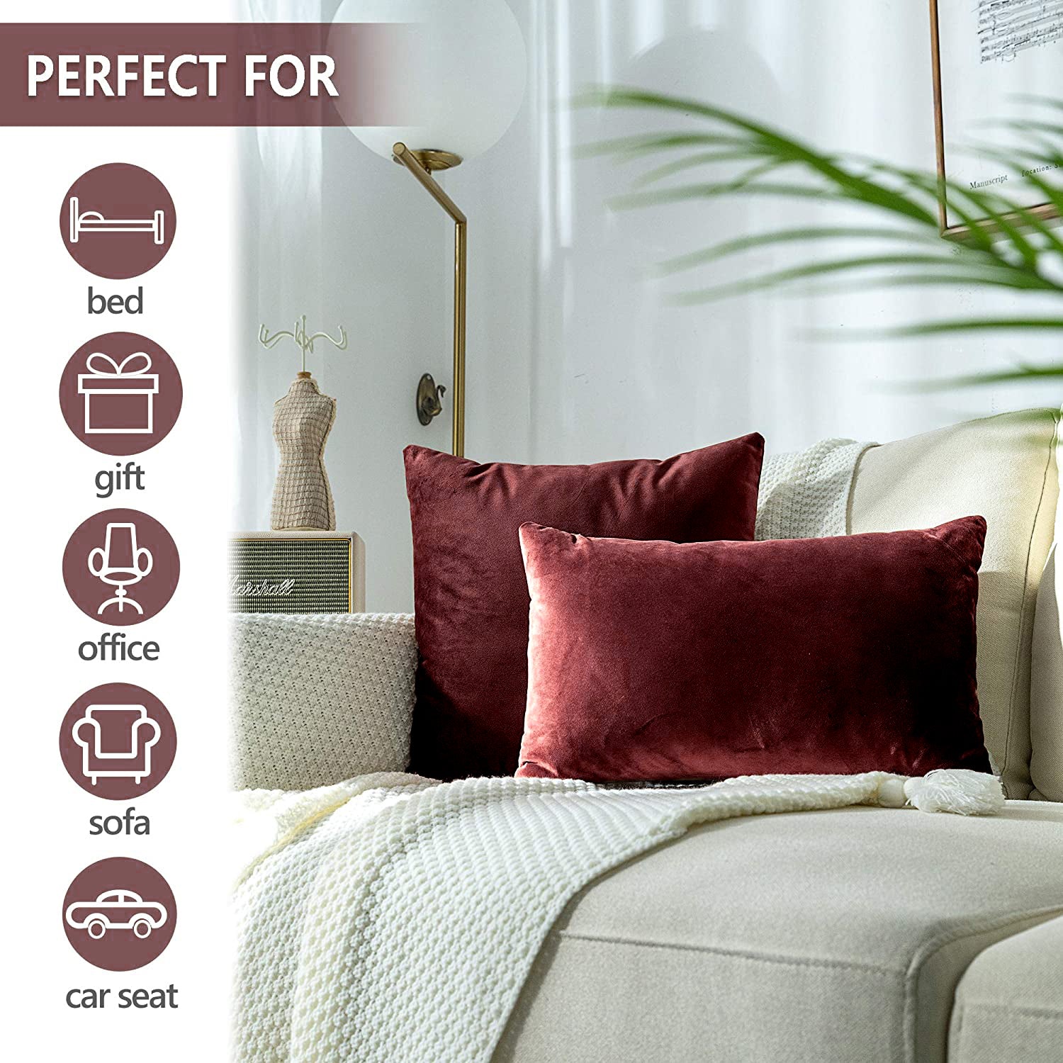 Premium Velvet Reversible Decorative Throw Pillow/Cushion Covers