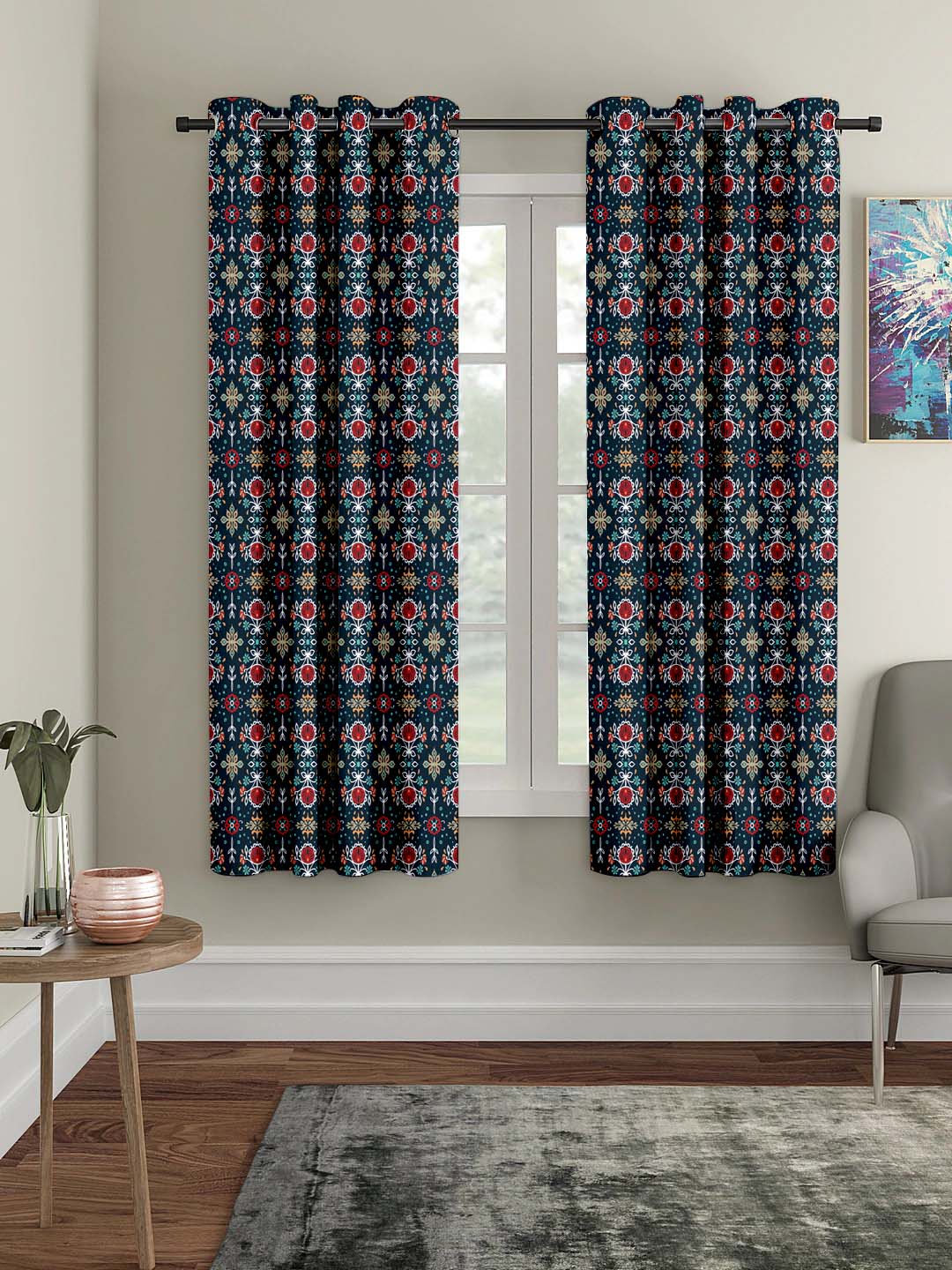 Polyester Digital Printed Grommet Room Darkening Curtains