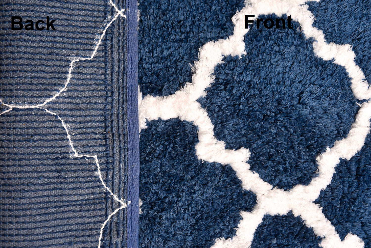 Soft Microfiber Abstract Moroccan Designer Anti Slip Runner, Navy