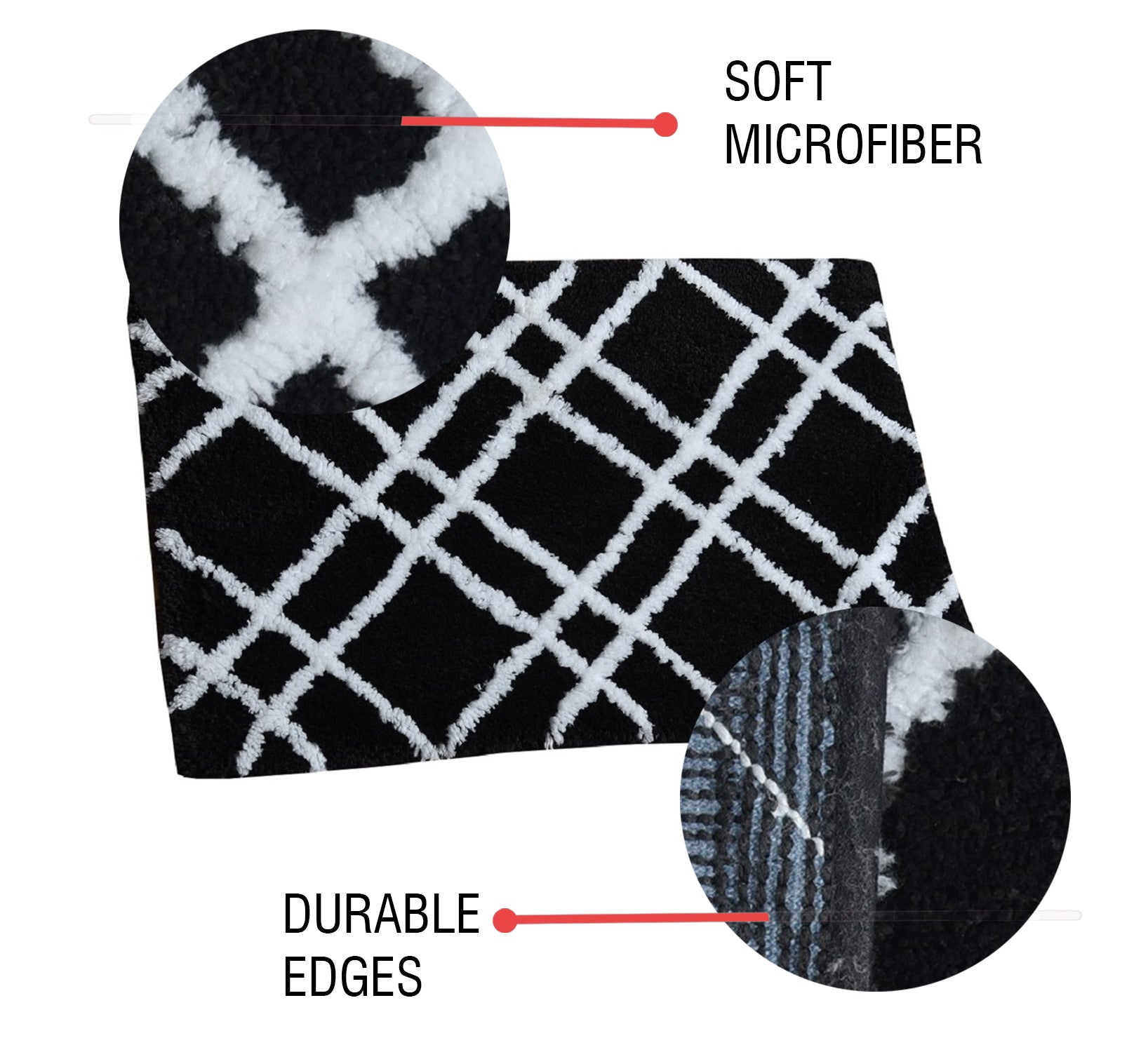 Glorious Super Soft Microfiber Anti Slip Bathmat, Black