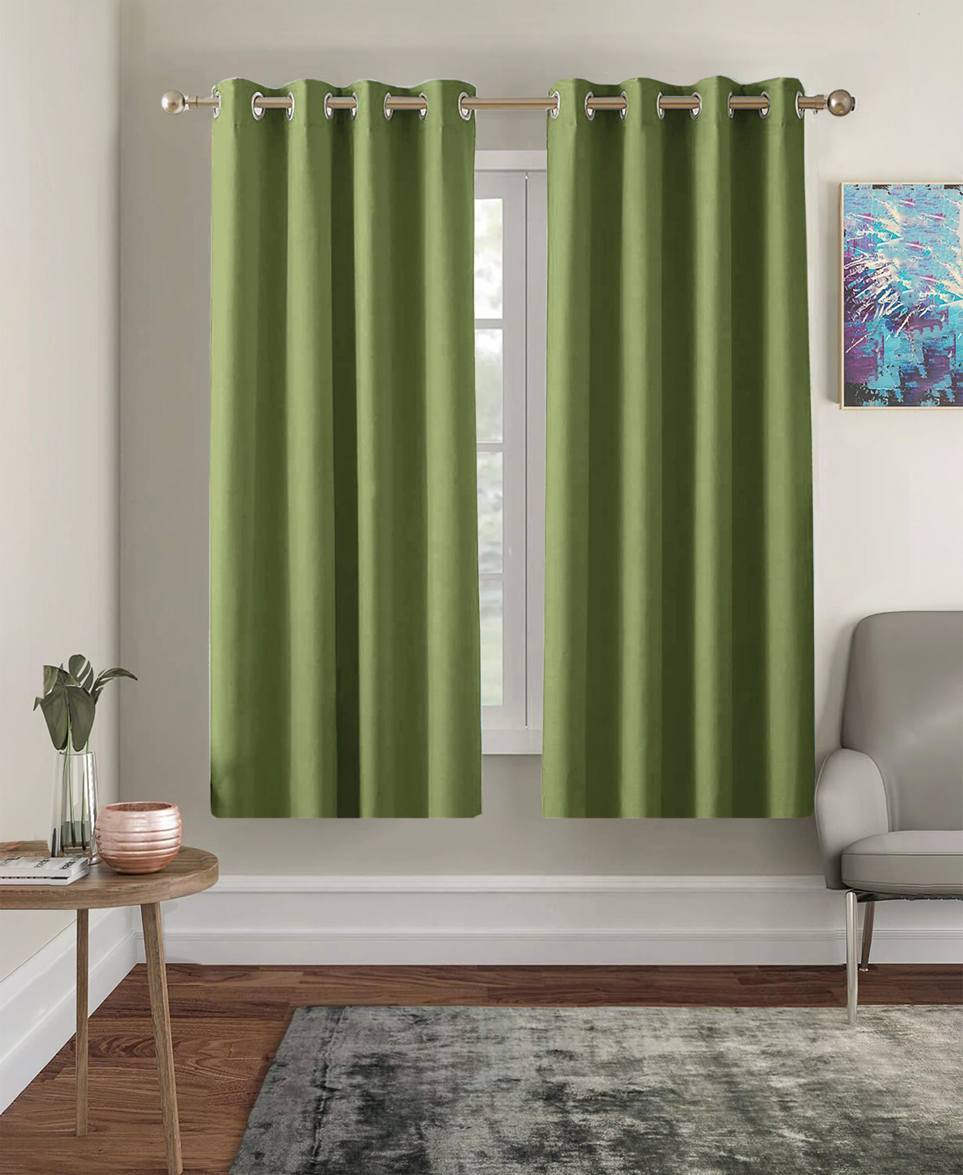 Set of 2 Blackout Solid Polyster Grommet Curtains