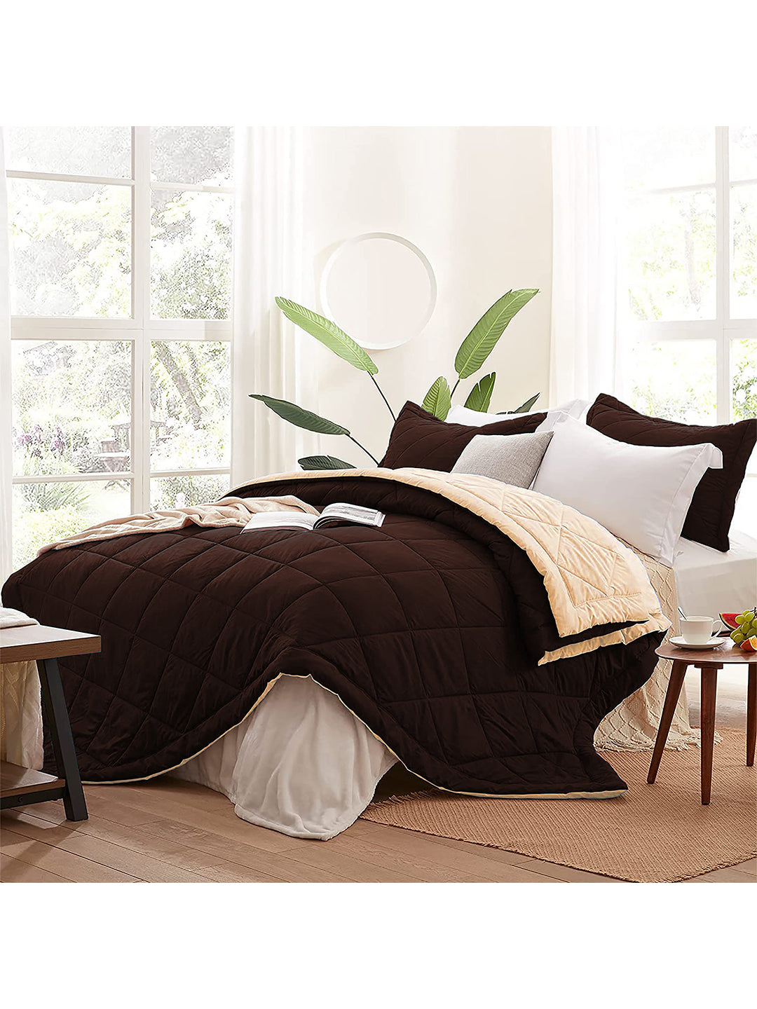 AEROHAVEN 220 GSM Microfiber All-Weather Solid Colour Bed Reversible Comforter AC Quilt Blanket