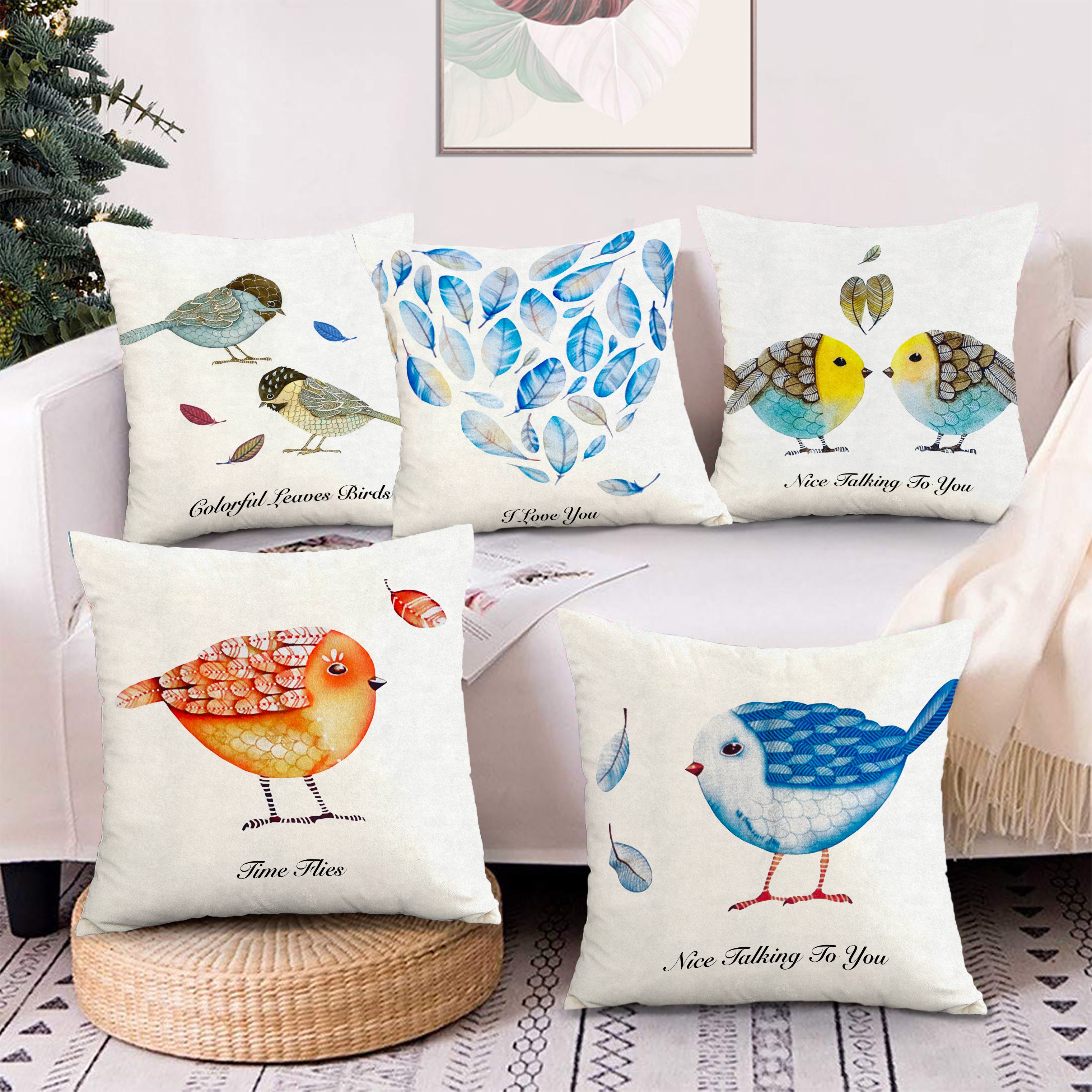 Set of 5 Decorative Hand Made Polyester Velvet Throw/Pillow Cushion Covers