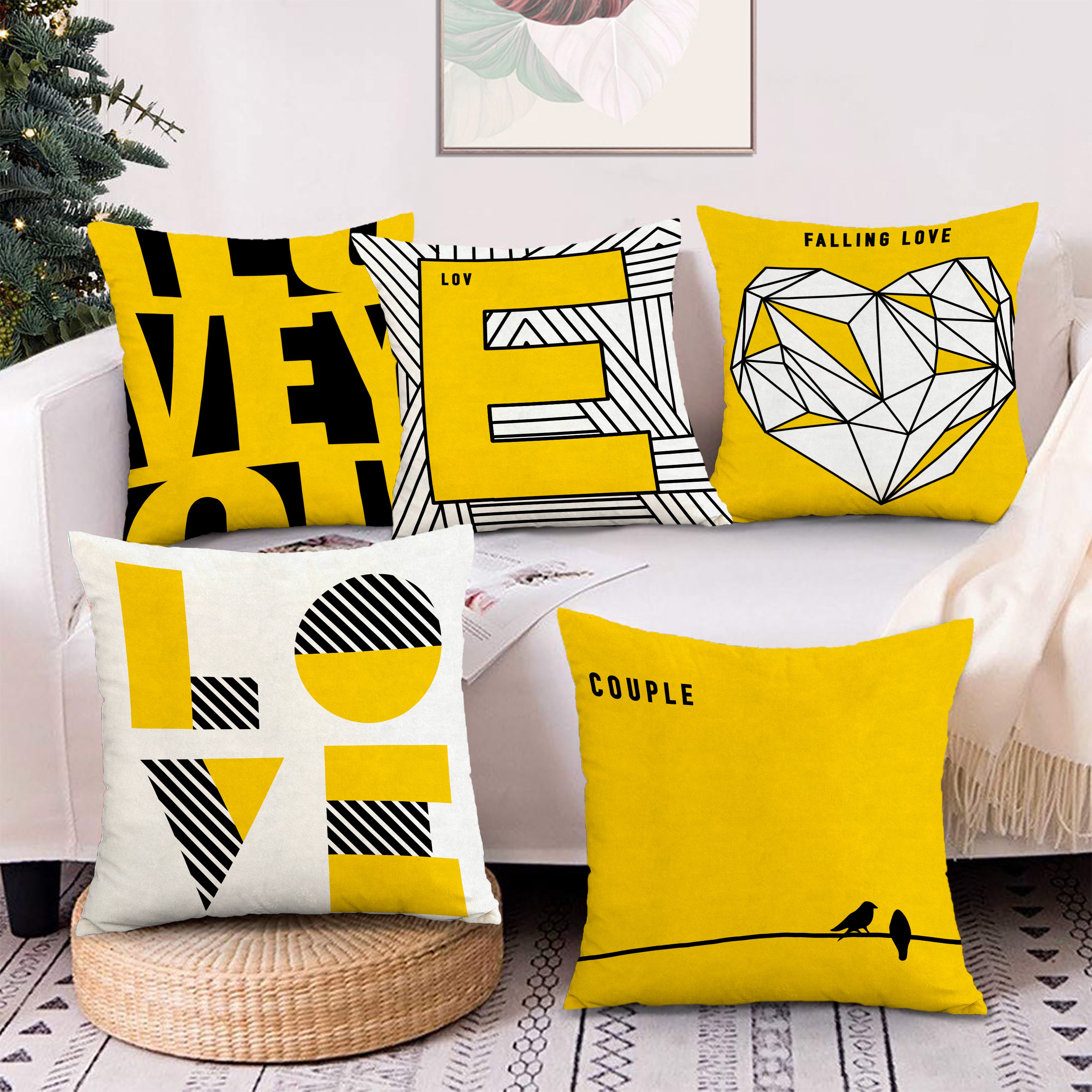 Set of 5 Decorative Hand Made Polyester Velvet Throw/Pillow Cushion Covers