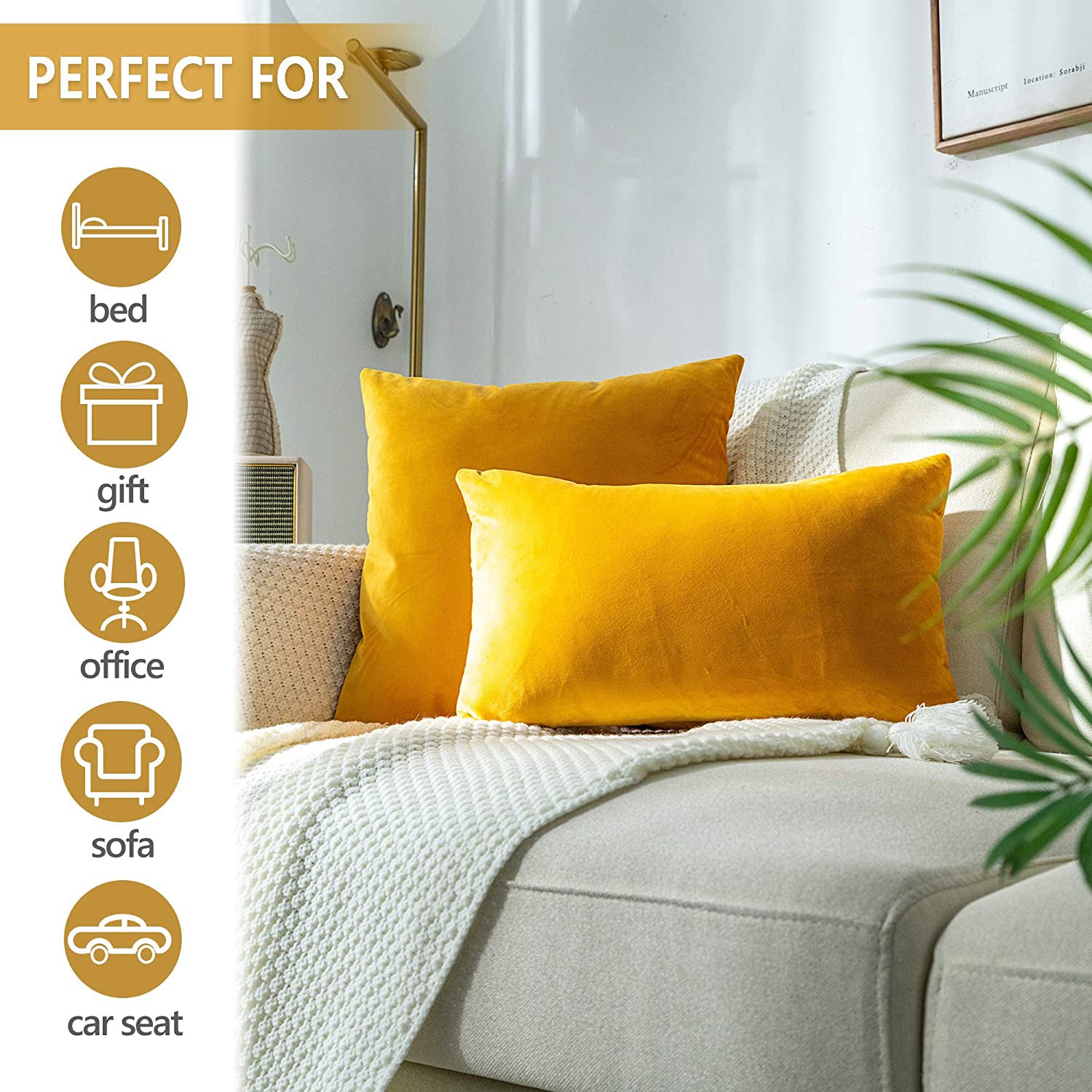 Premium Velvet Reversible Decorative Throw Pillow/Cushion Covers