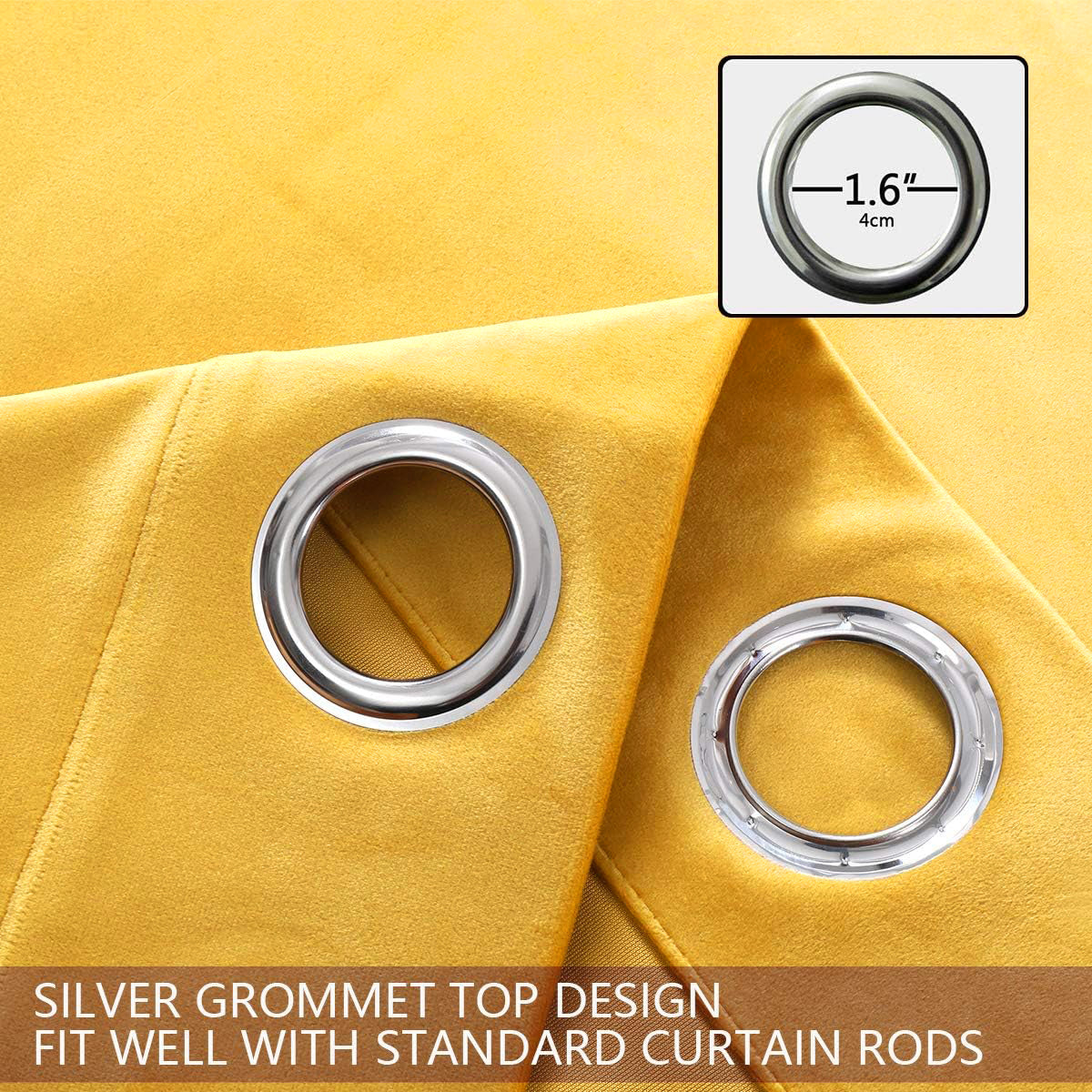 Set of 2 Room Darkening Solid Velvet Grommet Curtains