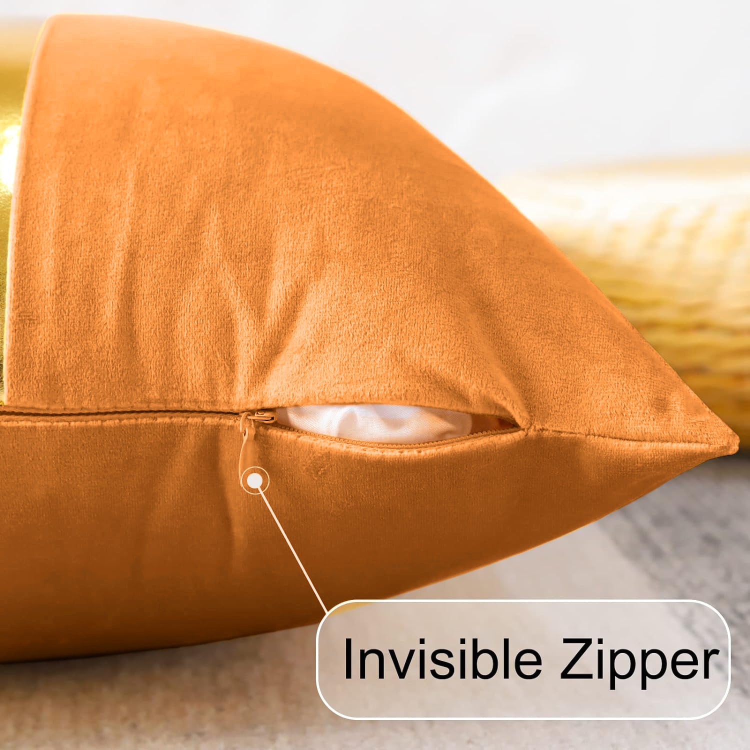 Premium Velvet Set of 2 Decorative Throw Pillow/Cushion Covers with Gold Stripe