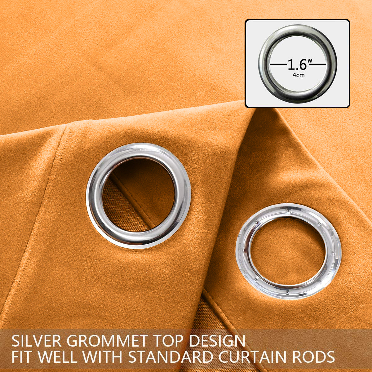 Set of 2 Room Darkening Solid Velvet Grommet Curtains