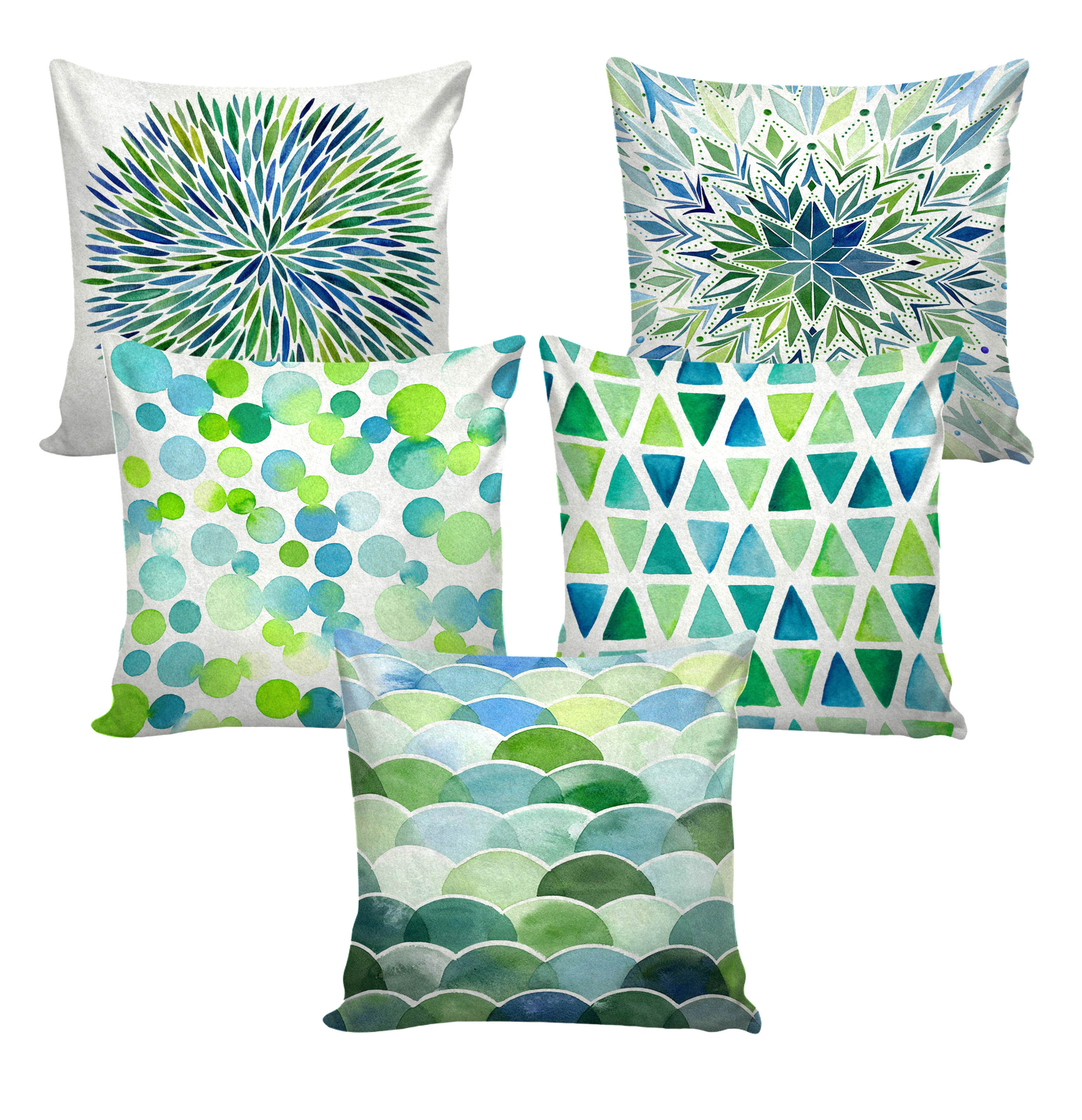 Set of 5 Decorative Hand Made Polyester Velvet Throw/Pillow Cushion Covers