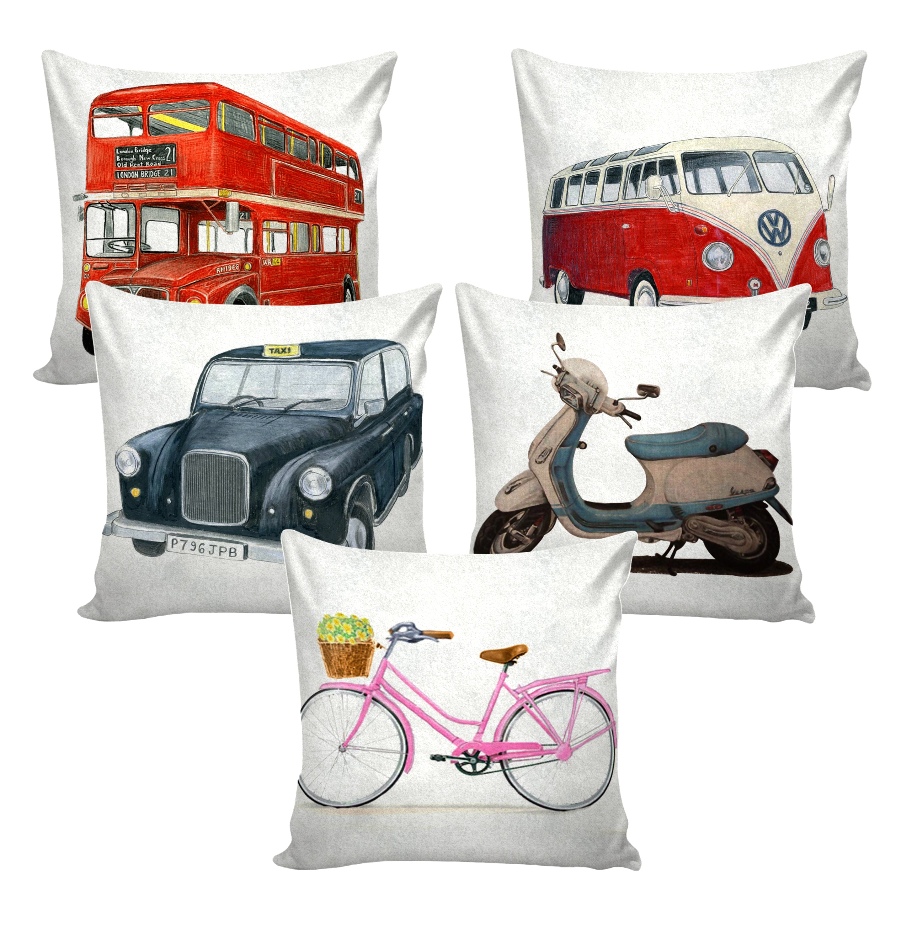 Set of 5 Decorative Hand Made Polyester Velvet Throw/Pillow Cushion Covers
