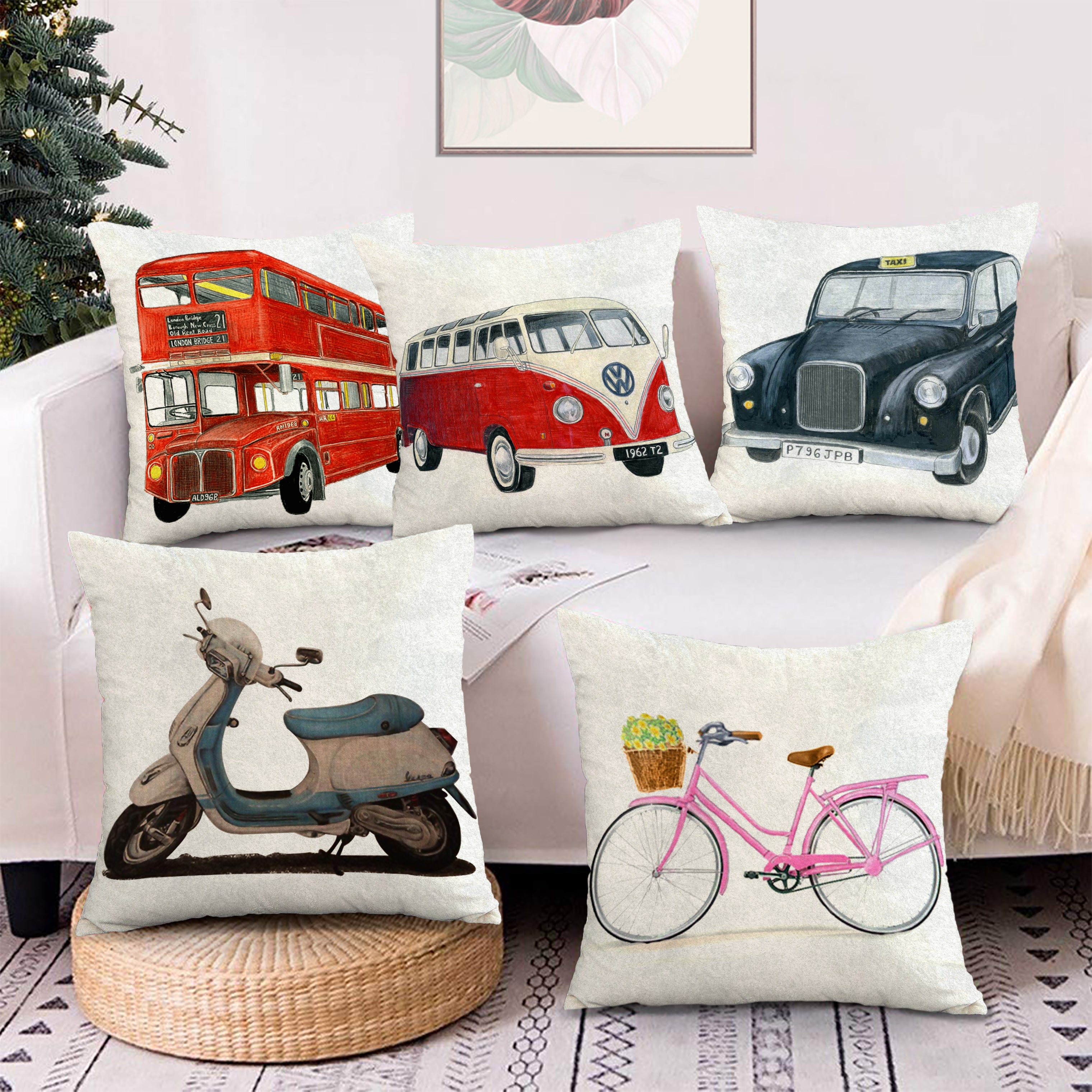 Set of 5 Decorative Hand Made Polyester Velvet Throw/Pillow Cushion Covers