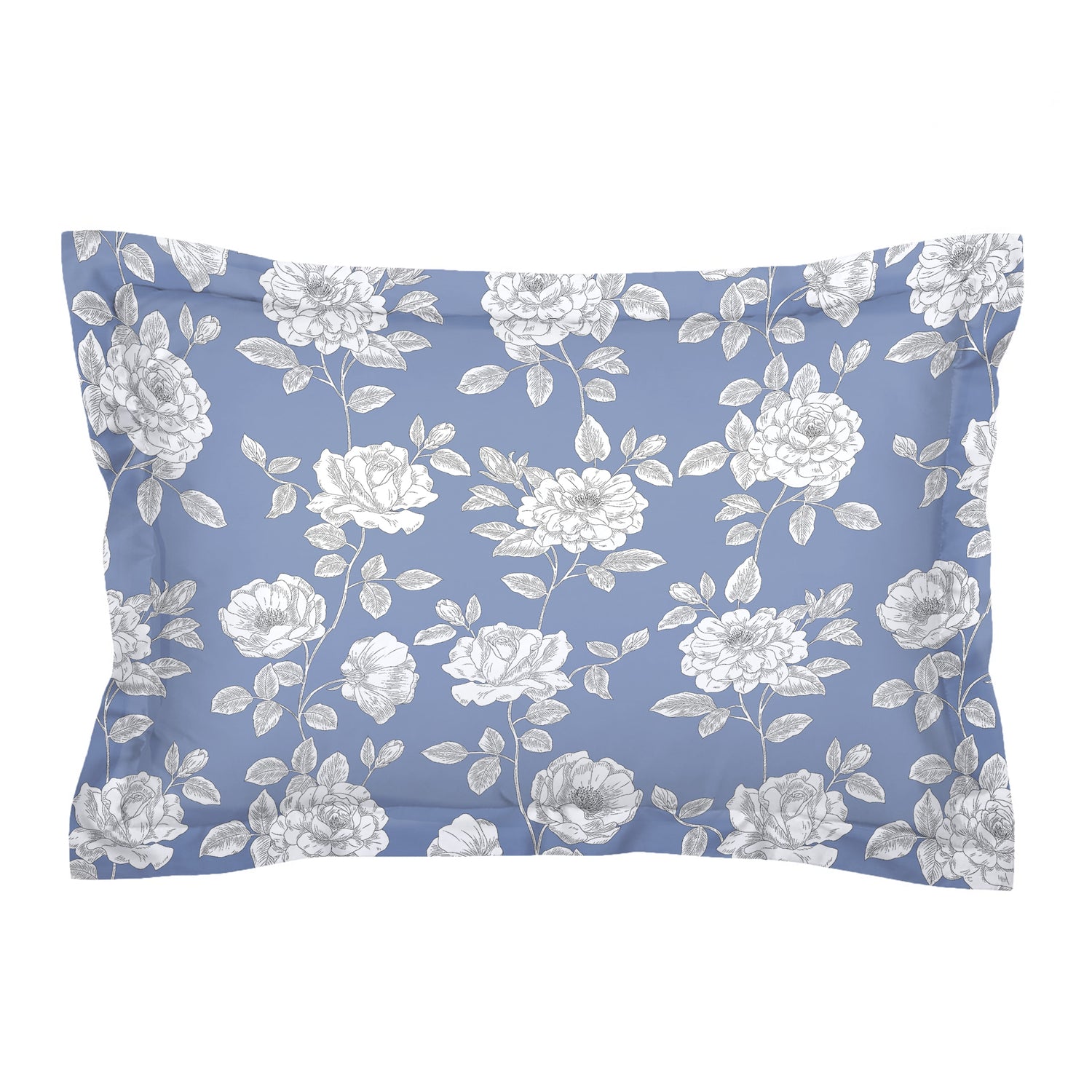 Premium Blue & Yellow Floral Glace Cotton 300 TC King Bedsheet with 2 Pillow Covers