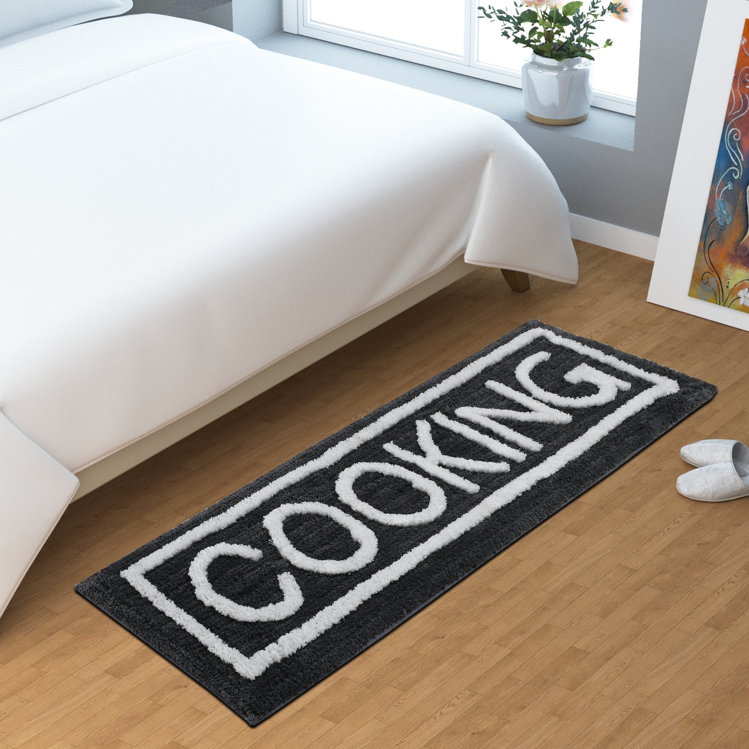 Soft Microfiber Kitchen Designer Anti Slip Runner, Grey