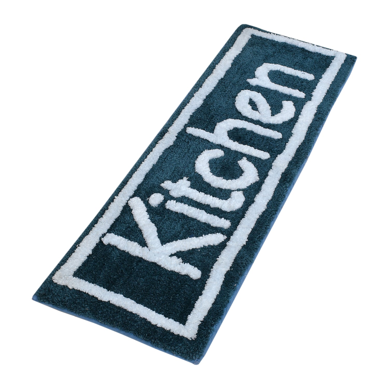 Soft Microfiber Kitchen Designer Anti Slip Runner, Teal