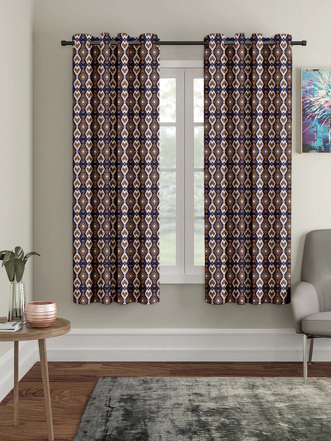 Polyester Digital Printed Grommet Room Darkening Curtains