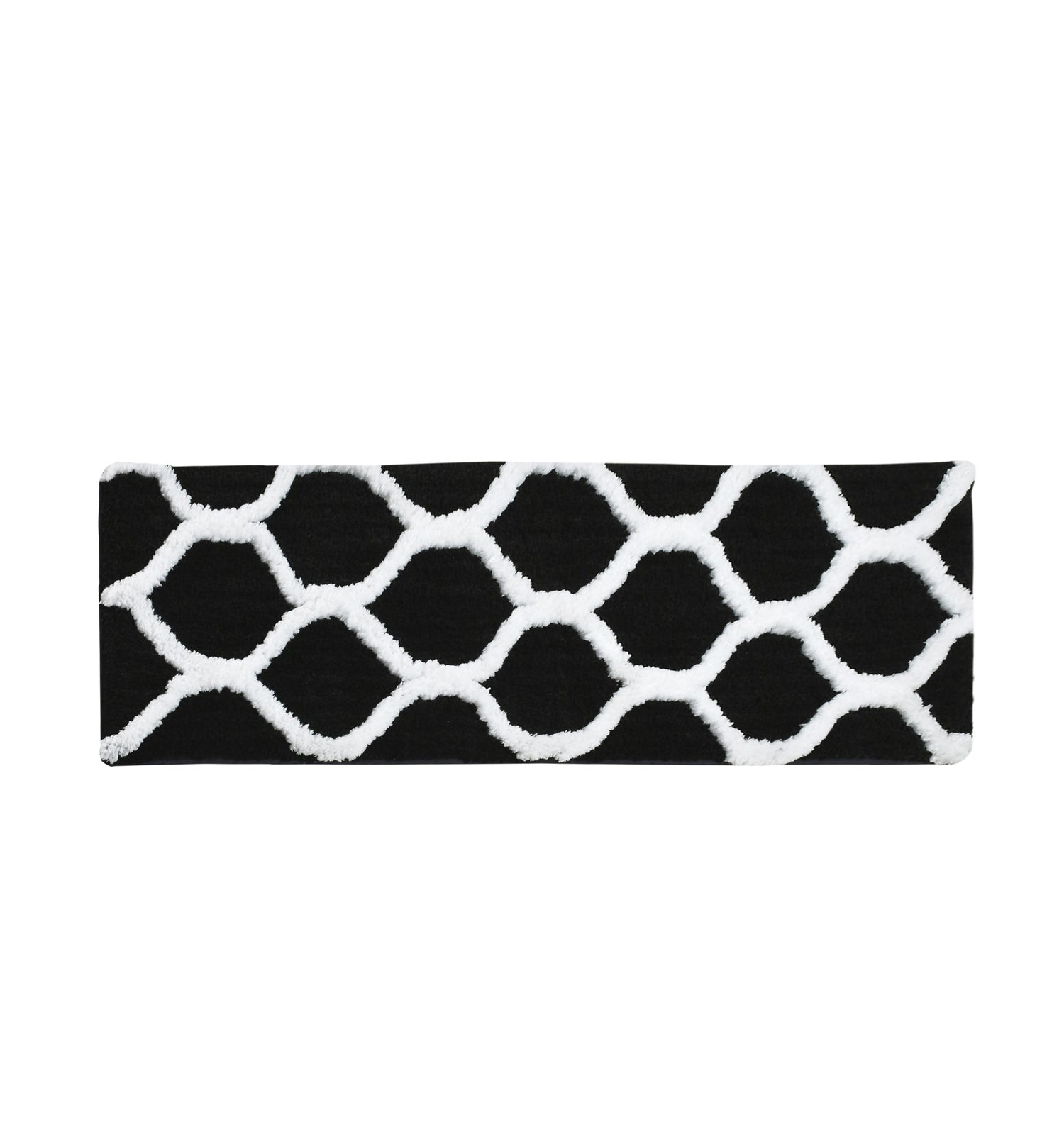 Soft Microfiber Abstract Swish Designer Anti Slip Runner, Black