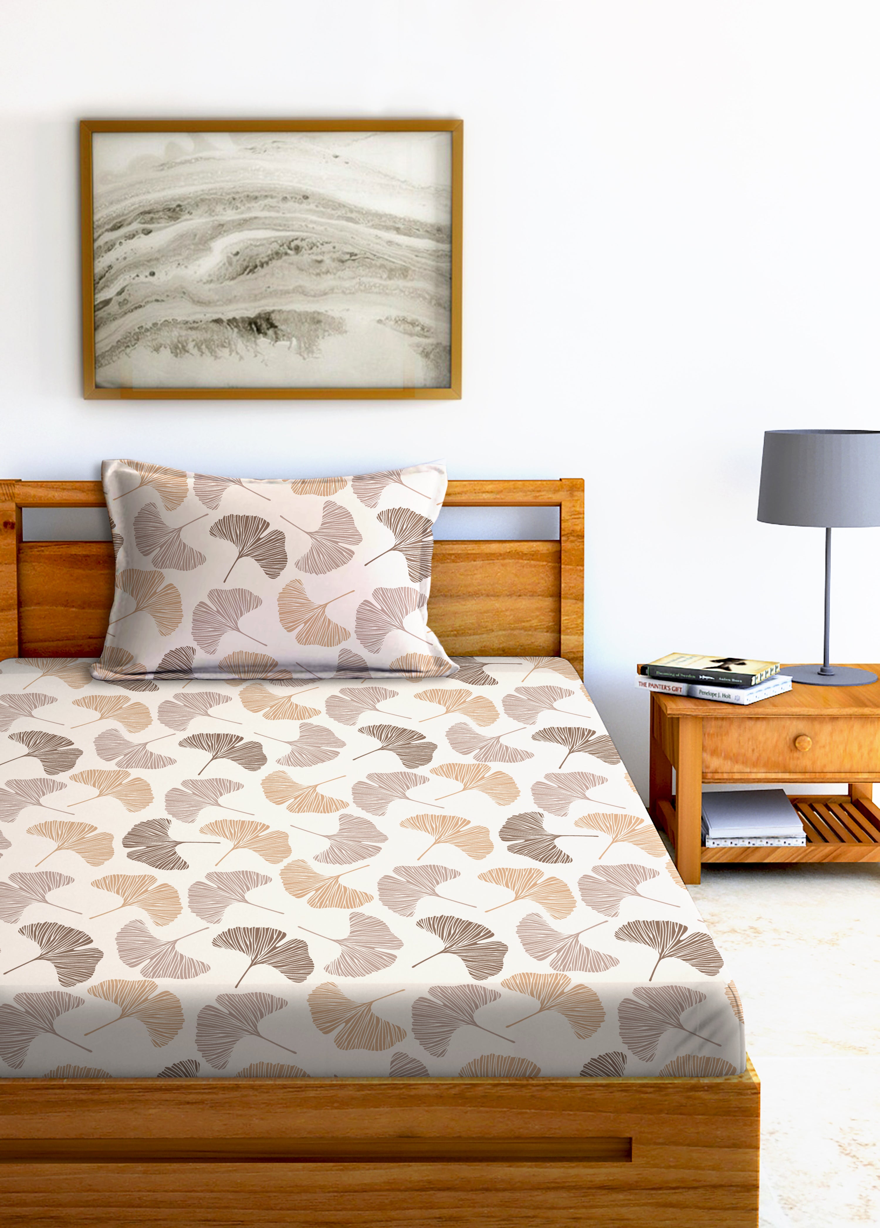 Glace Cotton Abstract Flat Double Bedsheet with 2 Pillow Covers