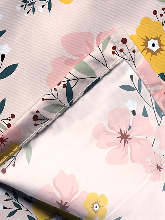 Premium Peach Pink Floral Glace Cotton 300 TC King Bedsheet & 2 Pillow Covers