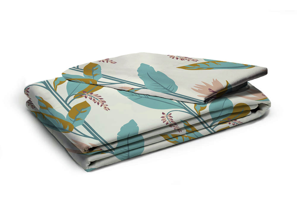 Glace Cotton Abstract Flat Fitted Bedsheet with 2 Pillow Covers