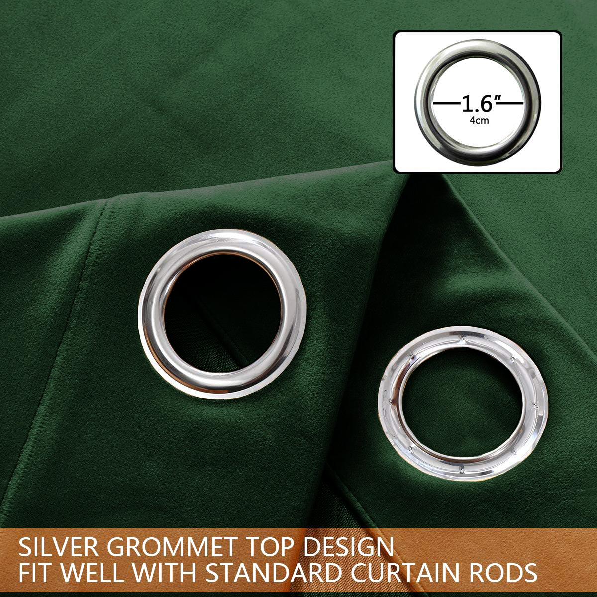 Set of 2 Room Darkening Solid Velvet Grommet Curtains