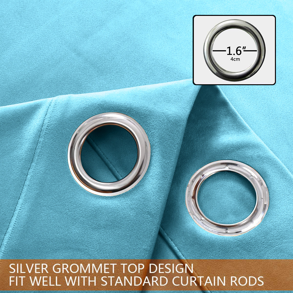 Set of 2 Room Darkening Solid Velvet Grommet Curtains