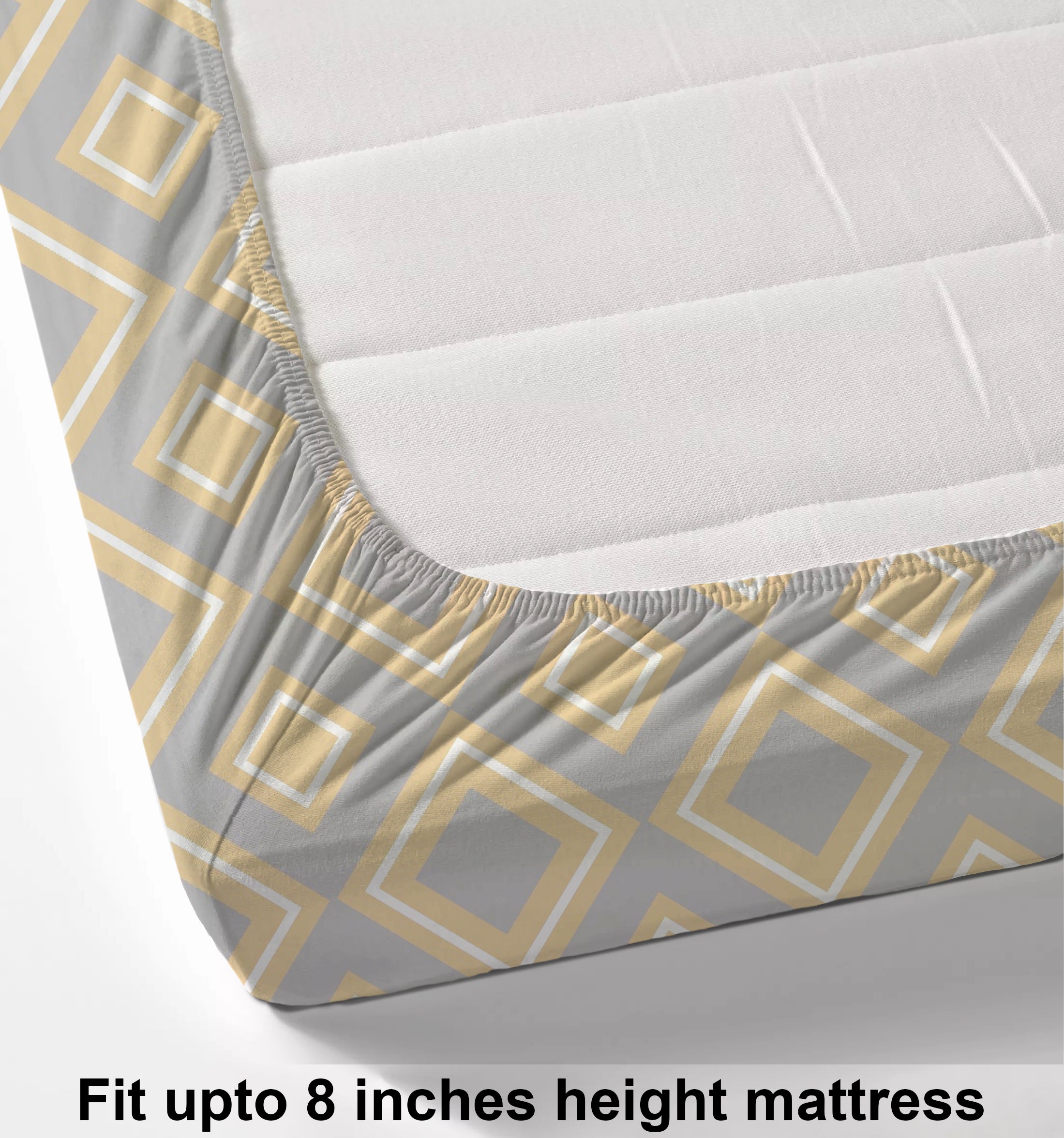Glace Cotton Abstract Flat Fitted Bedsheet with 2 Pillow Covers