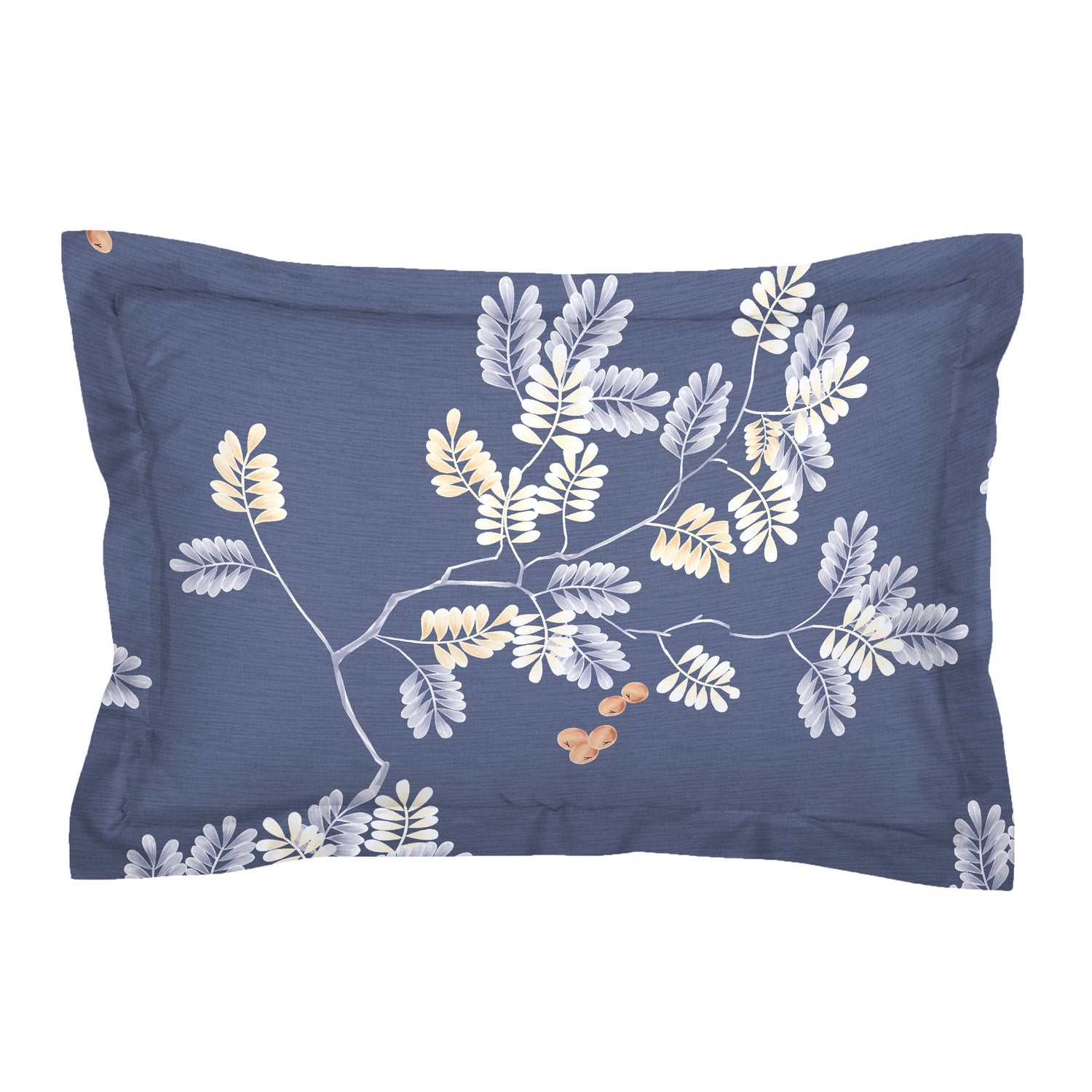 Premium Blue & Yellow Floral Glace Cotton 300 TC King Bedsheet with 2 Pillow Covers