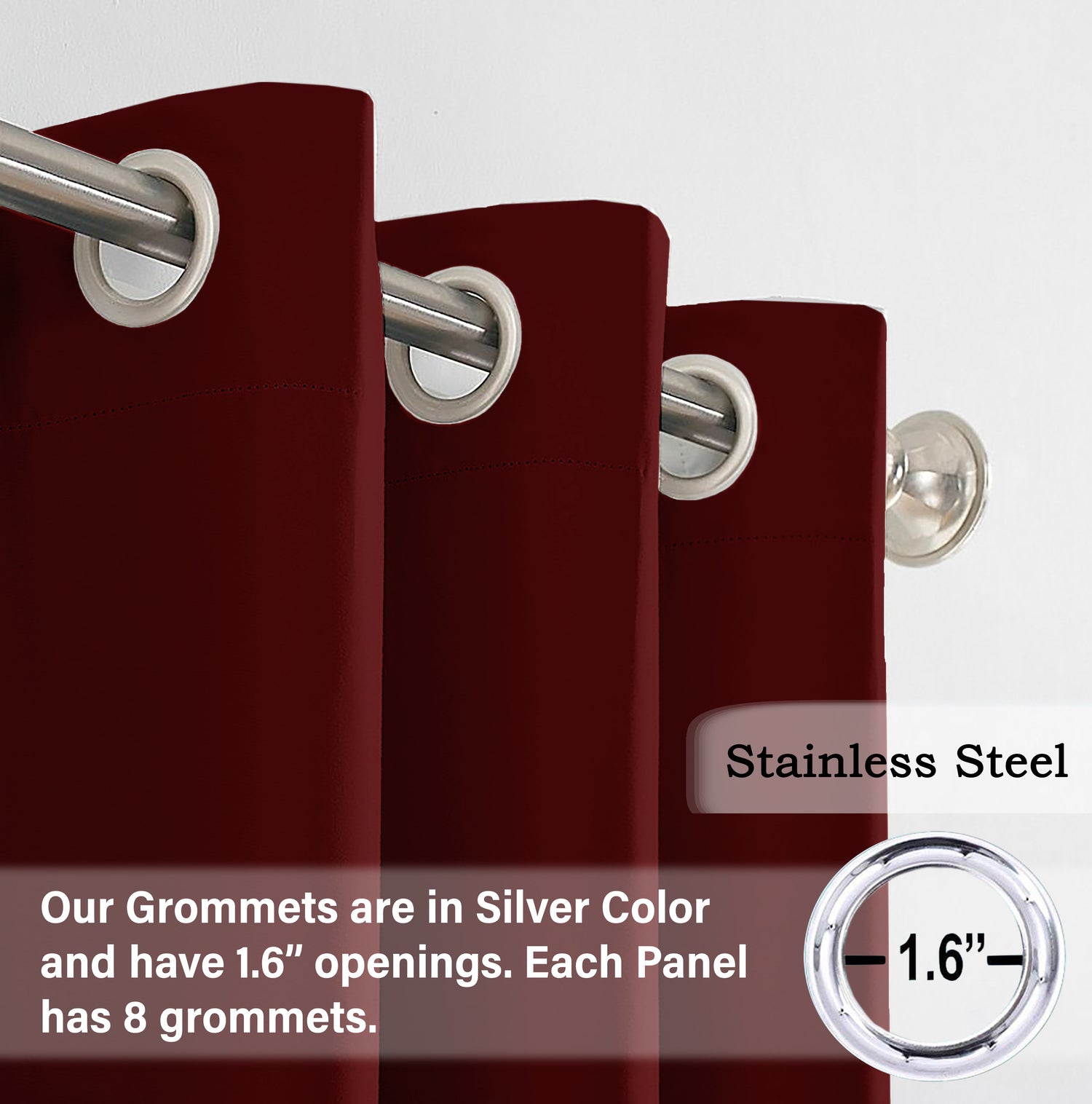 Set of 2 Blackout Solid Polyster Grommet Curtains