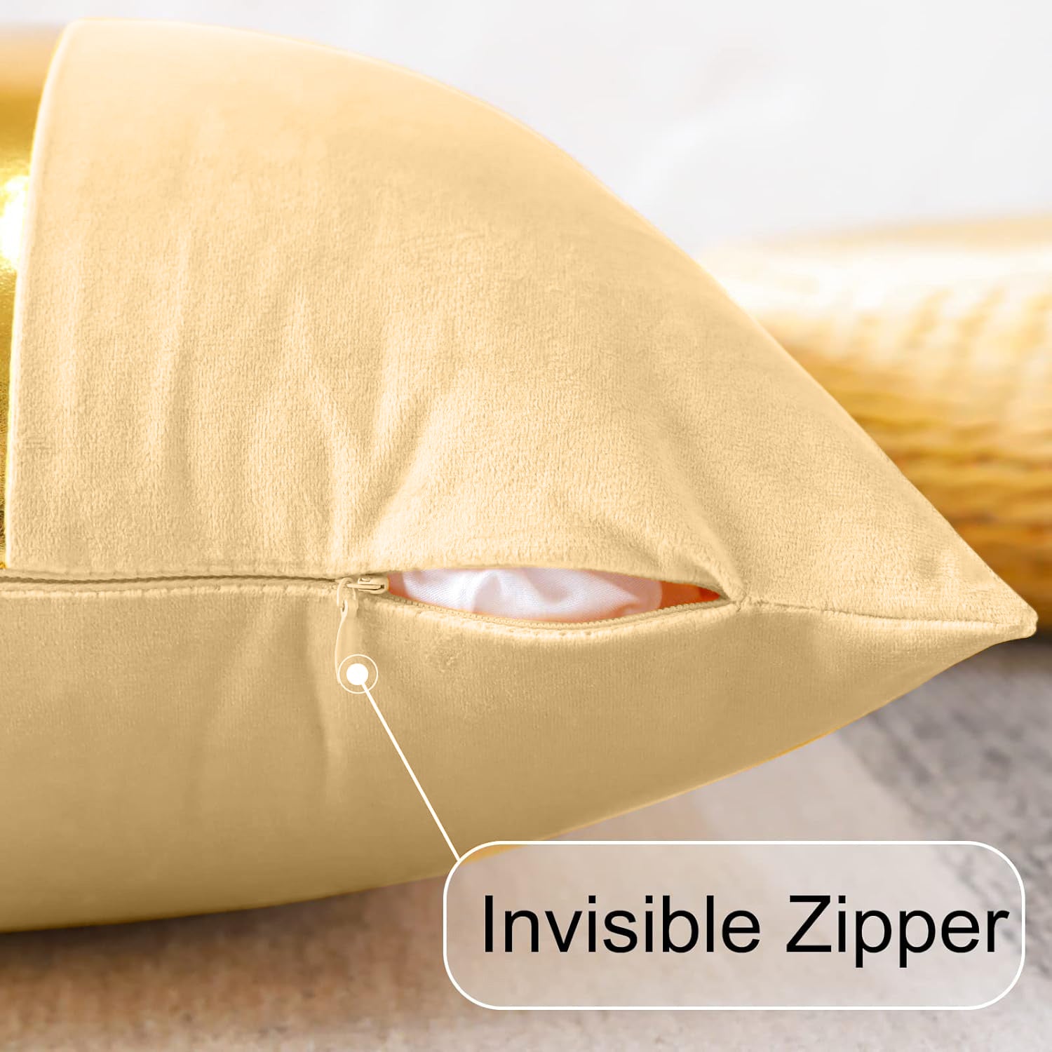 Premium Velvet Set of 2 Decorative Throw Pillow/Cushion Covers with Gold Stripe