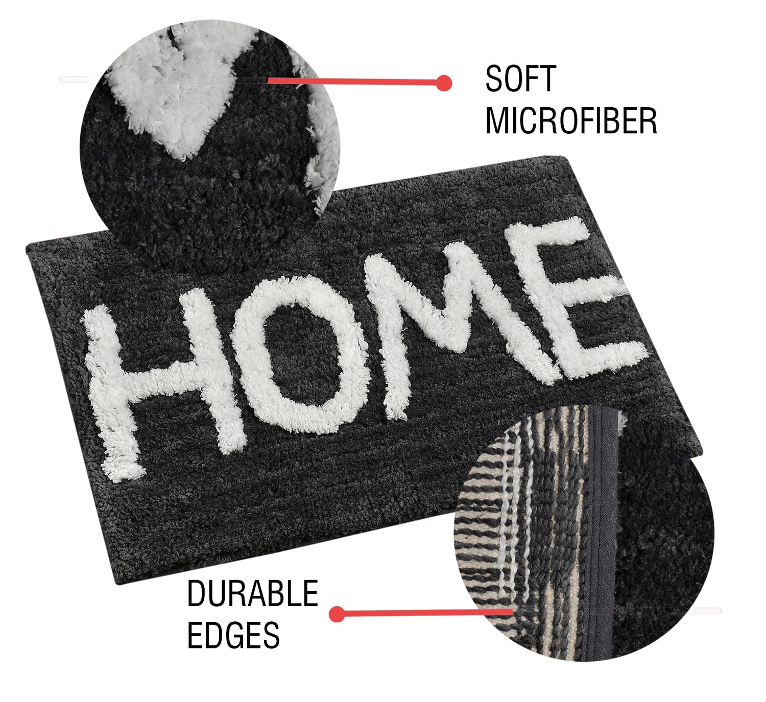 Glorious Super Soft Microfiber Anti Slip Bathmat, Grey
