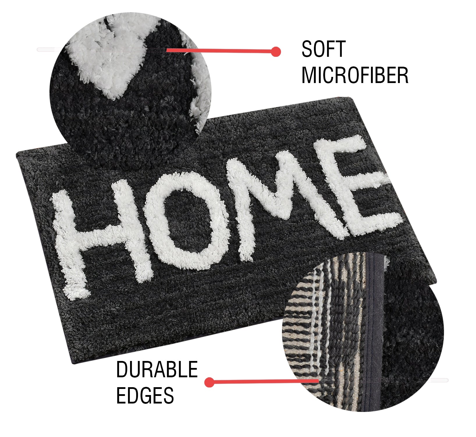 Glorious Super Soft Microfiber Anti Slip Bathmat, Grey
