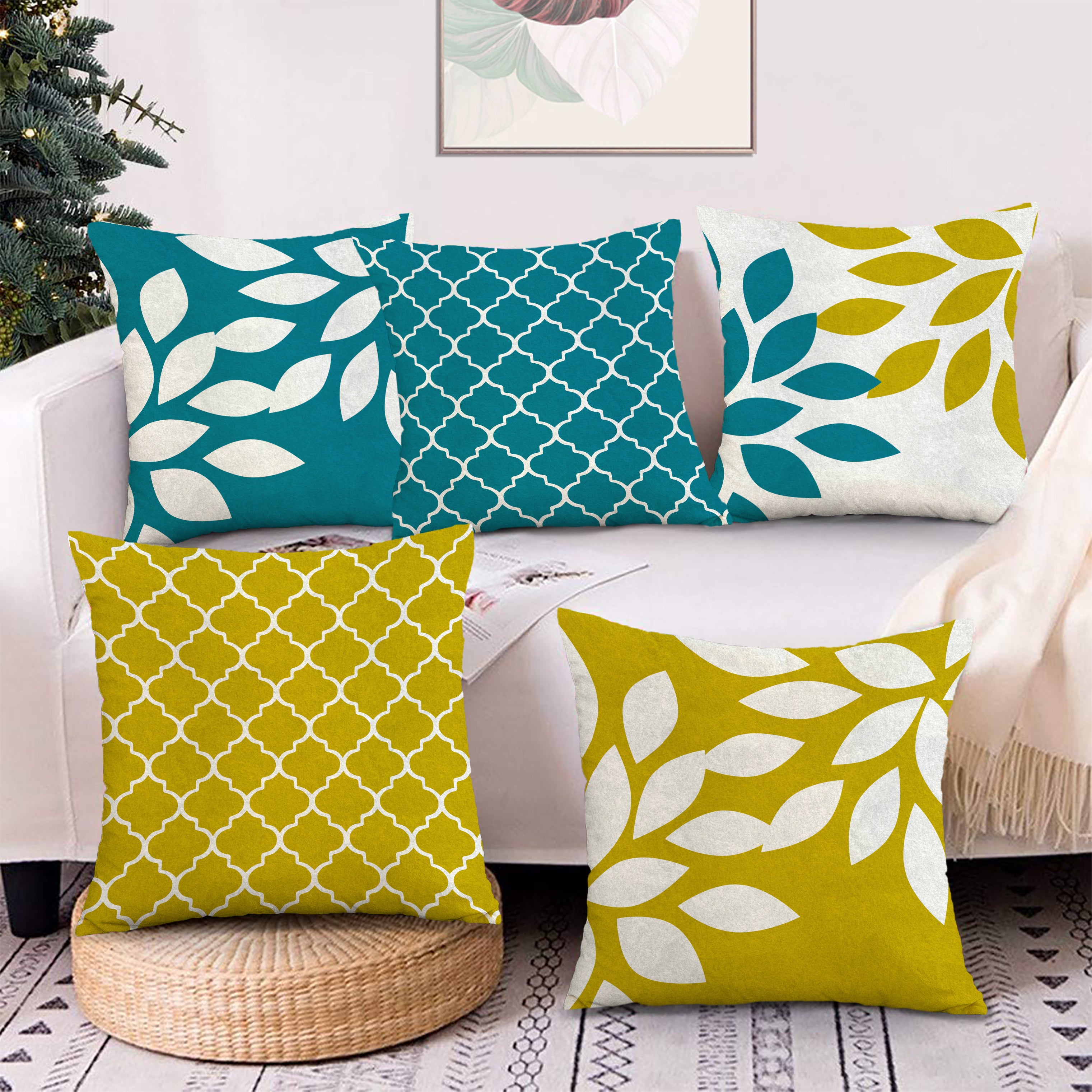 Set of 5 Decorative Hand Made Polyester Velvet Throw/Pillow Cushion Covers