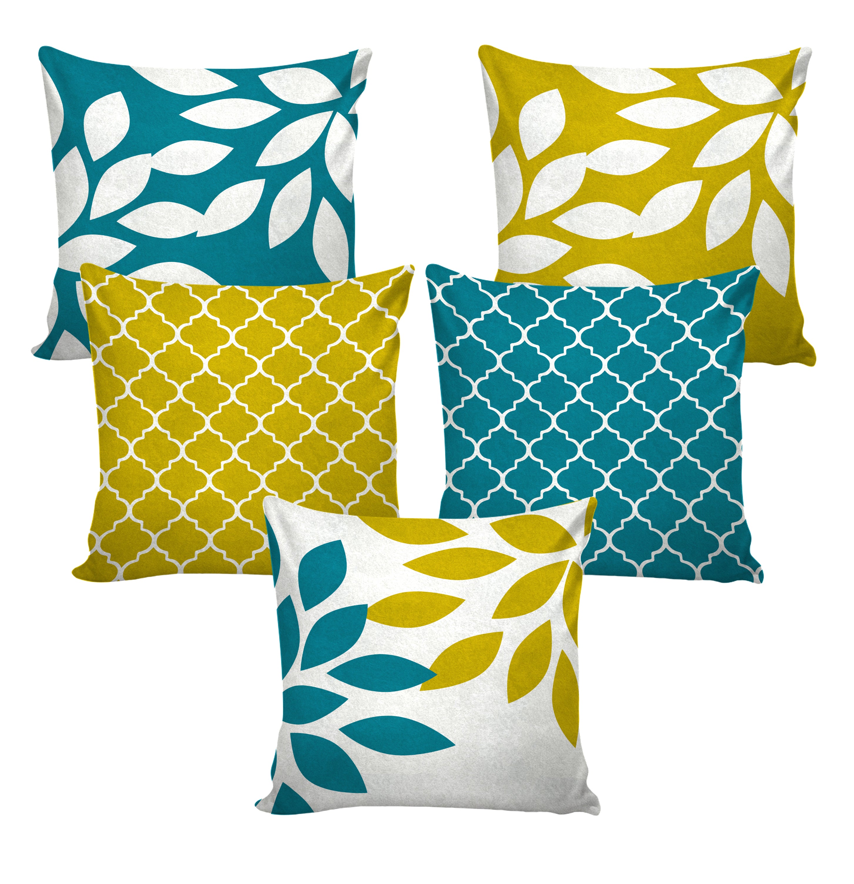 Set of 5 Decorative Hand Made Polyester Velvet Throw/Pillow Cushion Covers