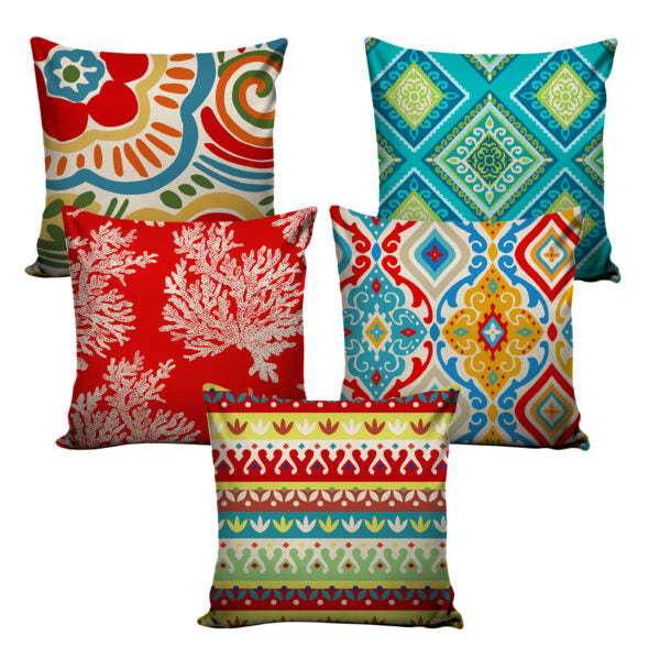 Set of 5 Jute Throw Pillow/Cushion Covers – Multi