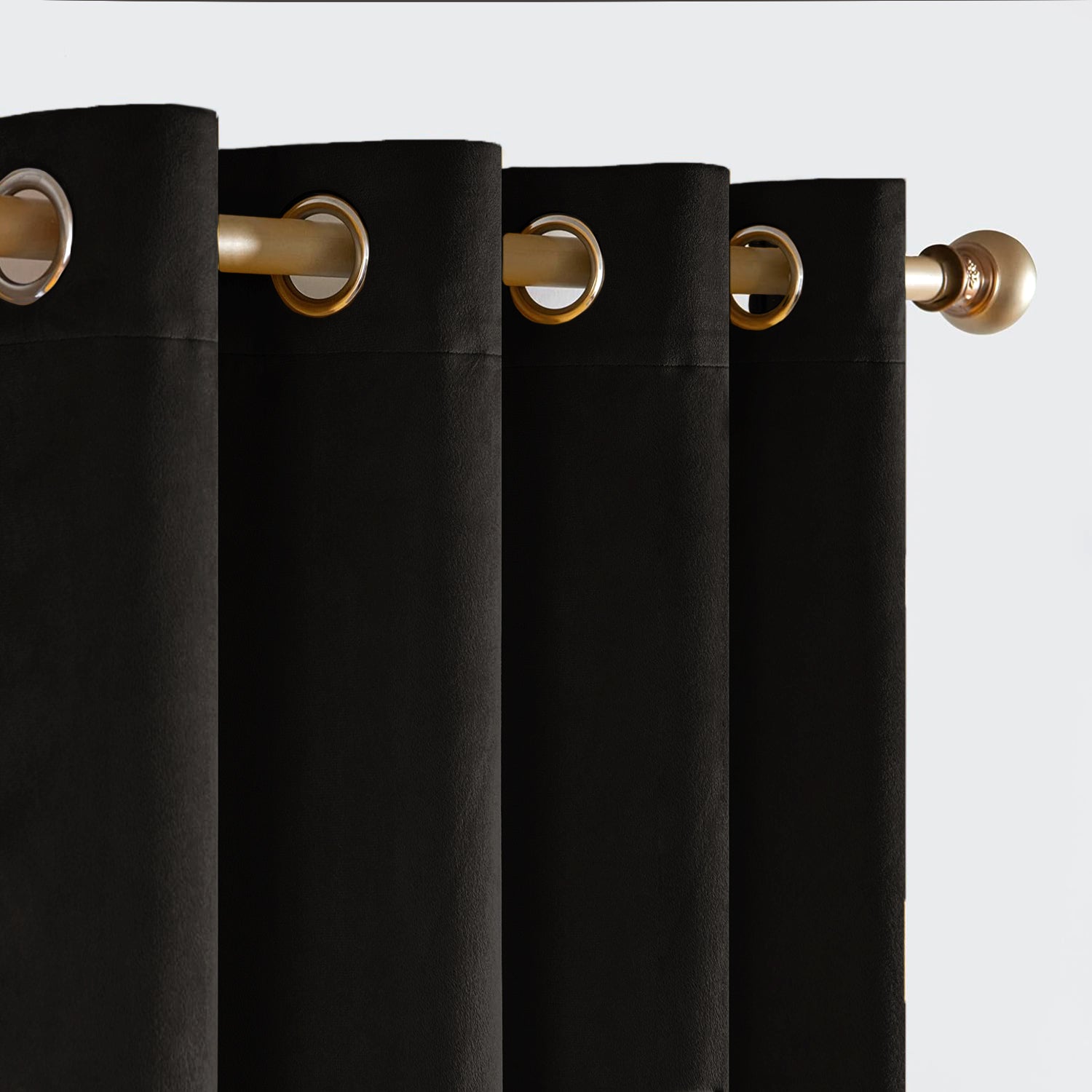 Set of 2 Room Darkening Solid Velvet Grommet Curtains