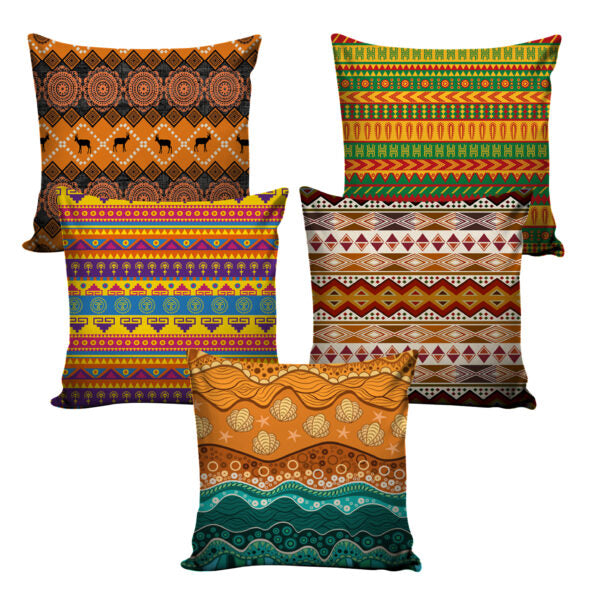 Set of 5 Jute Throw Pillow/Cushion Covers – Multi