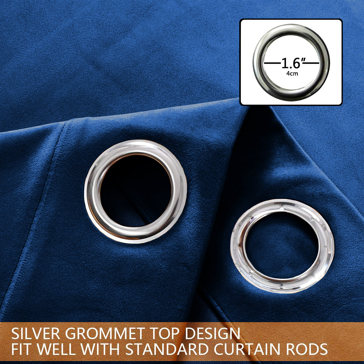 Set of 2 Room Darkening Solid Velvet Grommet Curtains