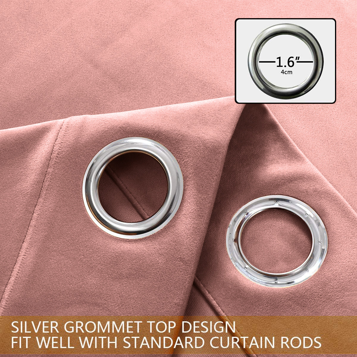 Set of 2 Room Darkening Solid Velvet Grommet Curtains