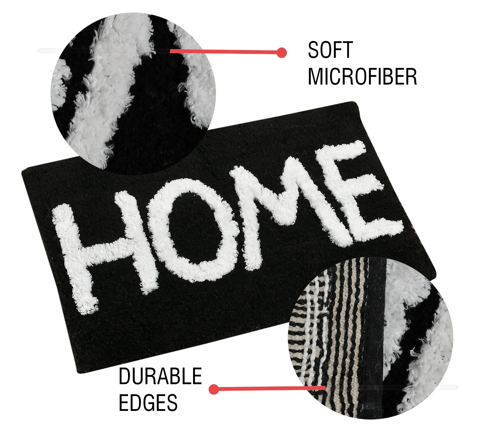 Glorious Super Soft Microfiber Anti Slip Bathmat, Black