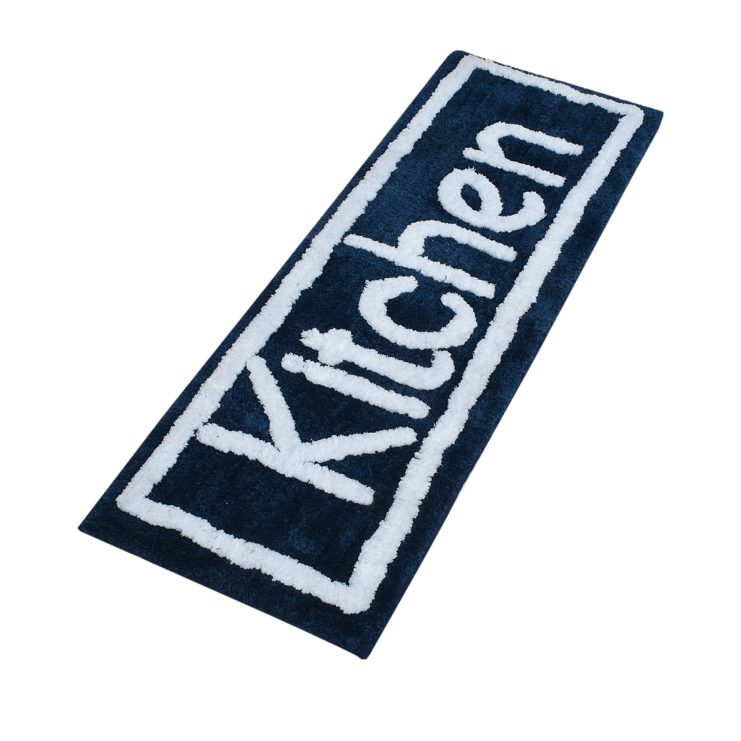 Soft Microfiber Kitchen Designer Anti Slip Runner, Navy