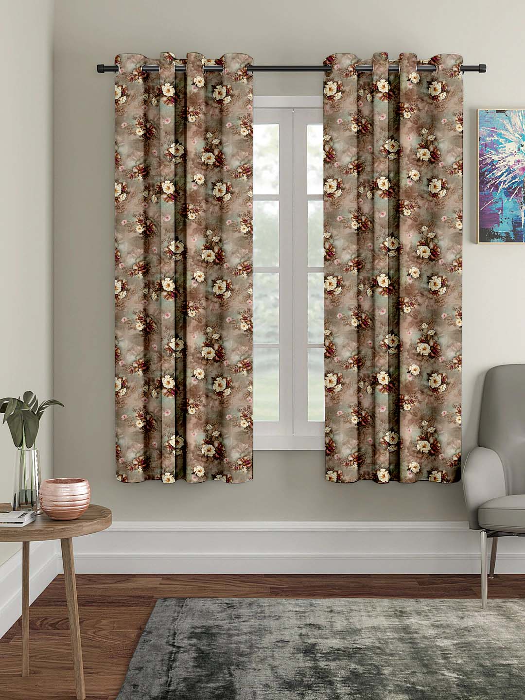 Polyester Digital Printed Grommet Room Darkening Curtains